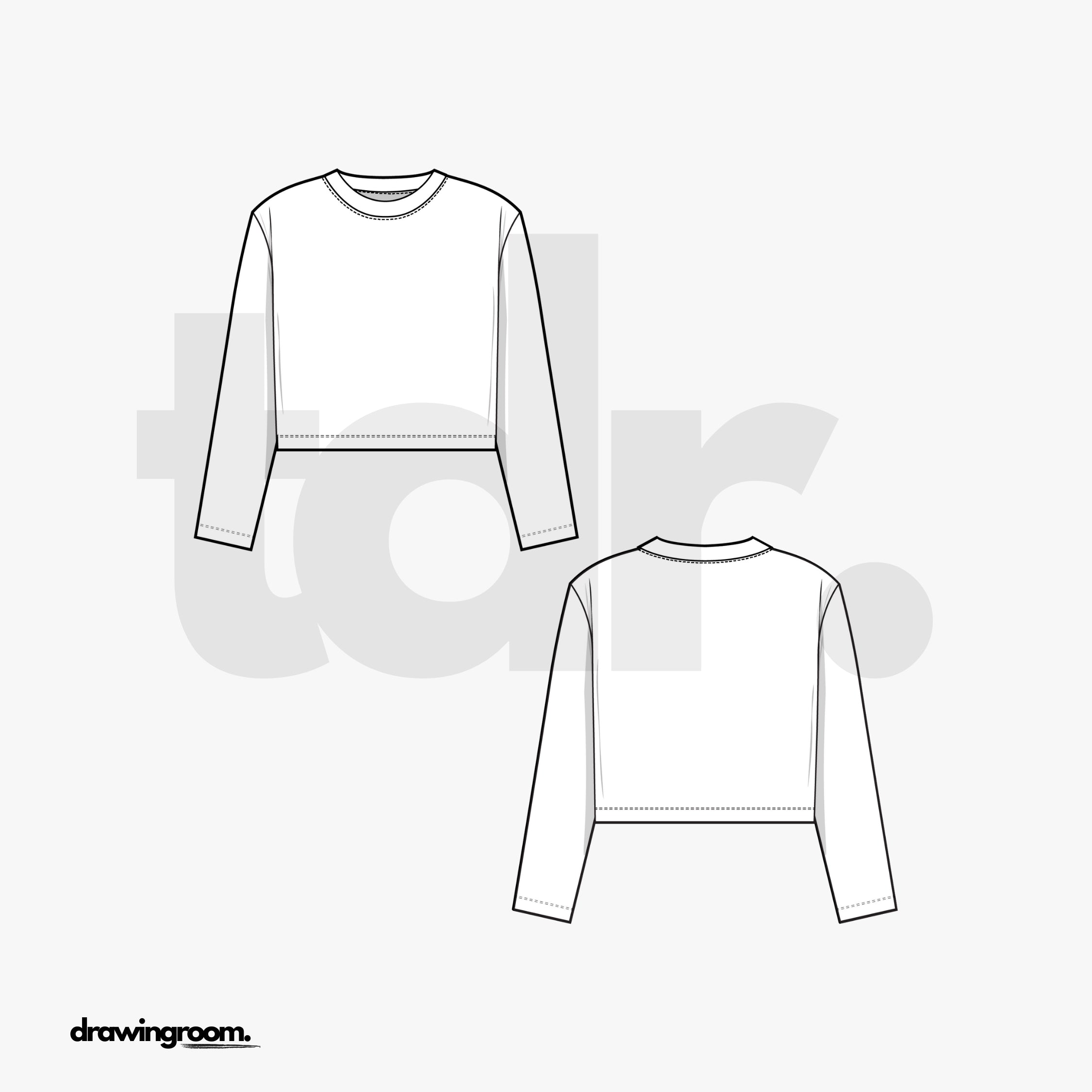 Slim Fit Ultra Cropped Long Sleeve T-Shirt - Flat Mockup Vector