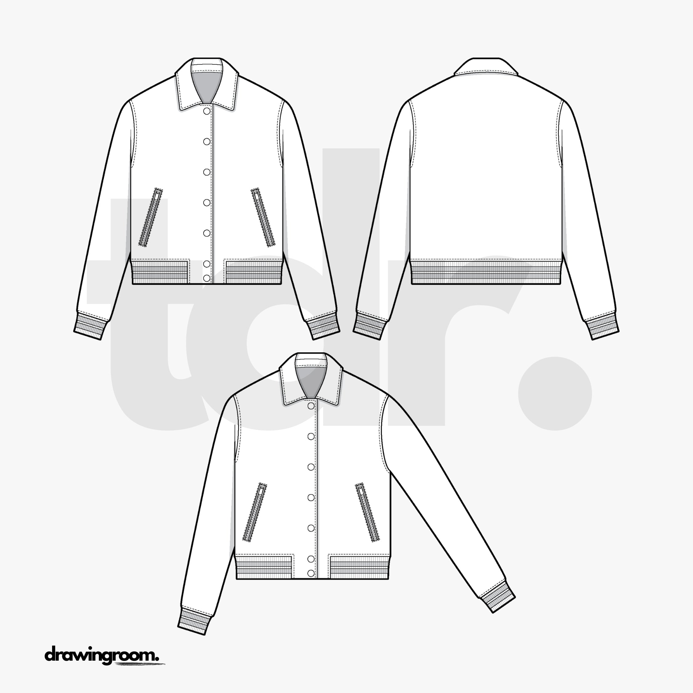 Slim Fit Varsity Jacket - Flat Mockup Vector