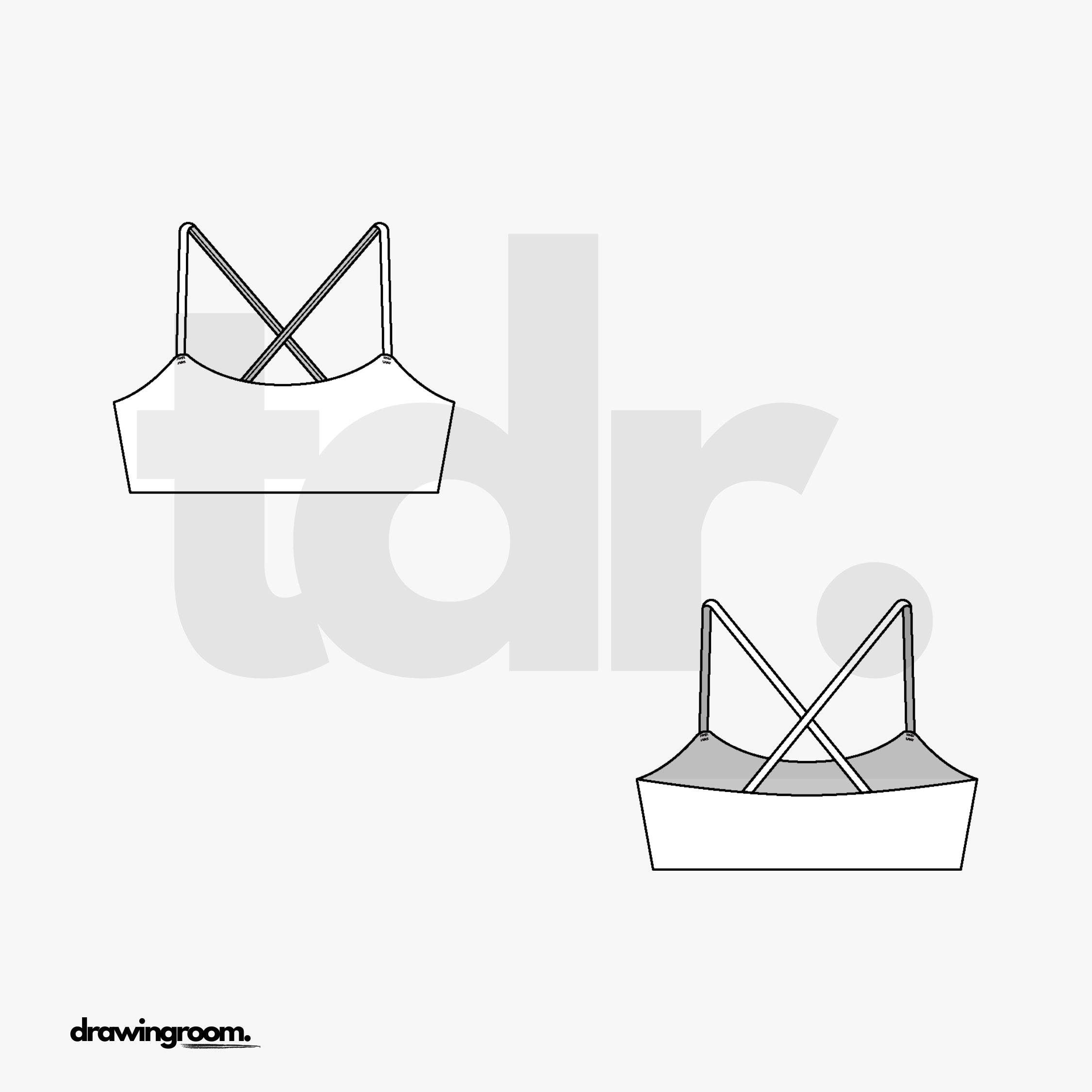 Spaghetti Strap Criss Cross Back Sports Bra - Flat Mockup Vector