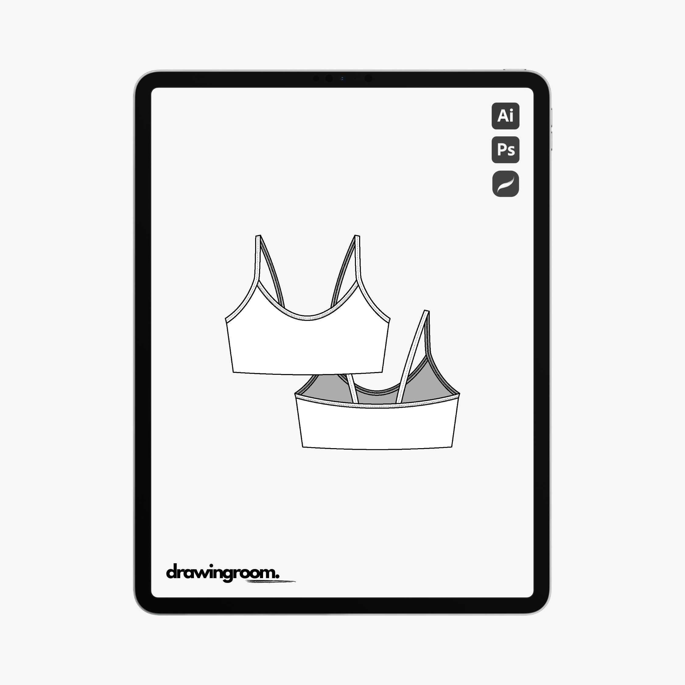 Spaghetti Strap Sports Bra - Flat Mockup Vector