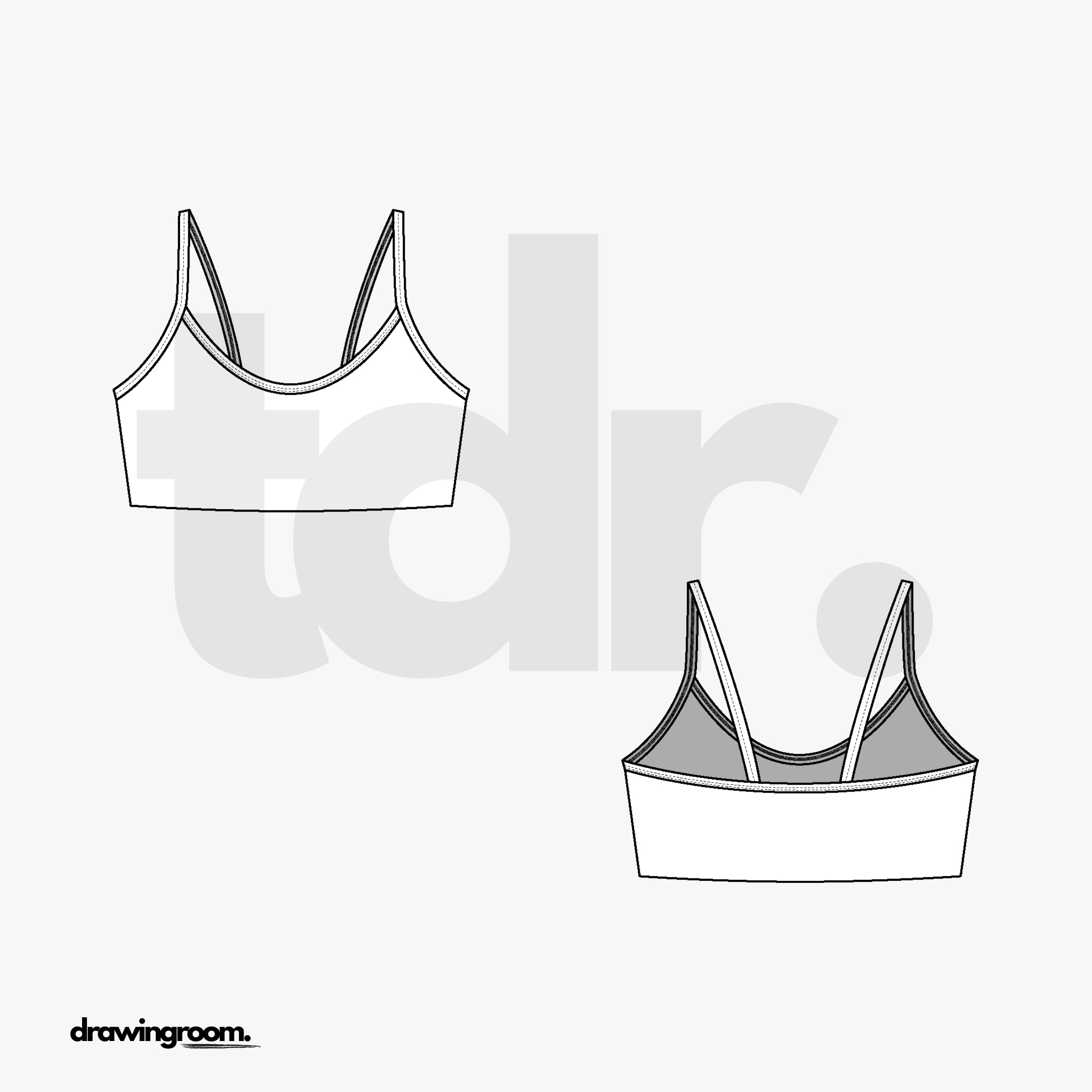 Spaghetti Strap Sports Bra - Flat Mockup Vector