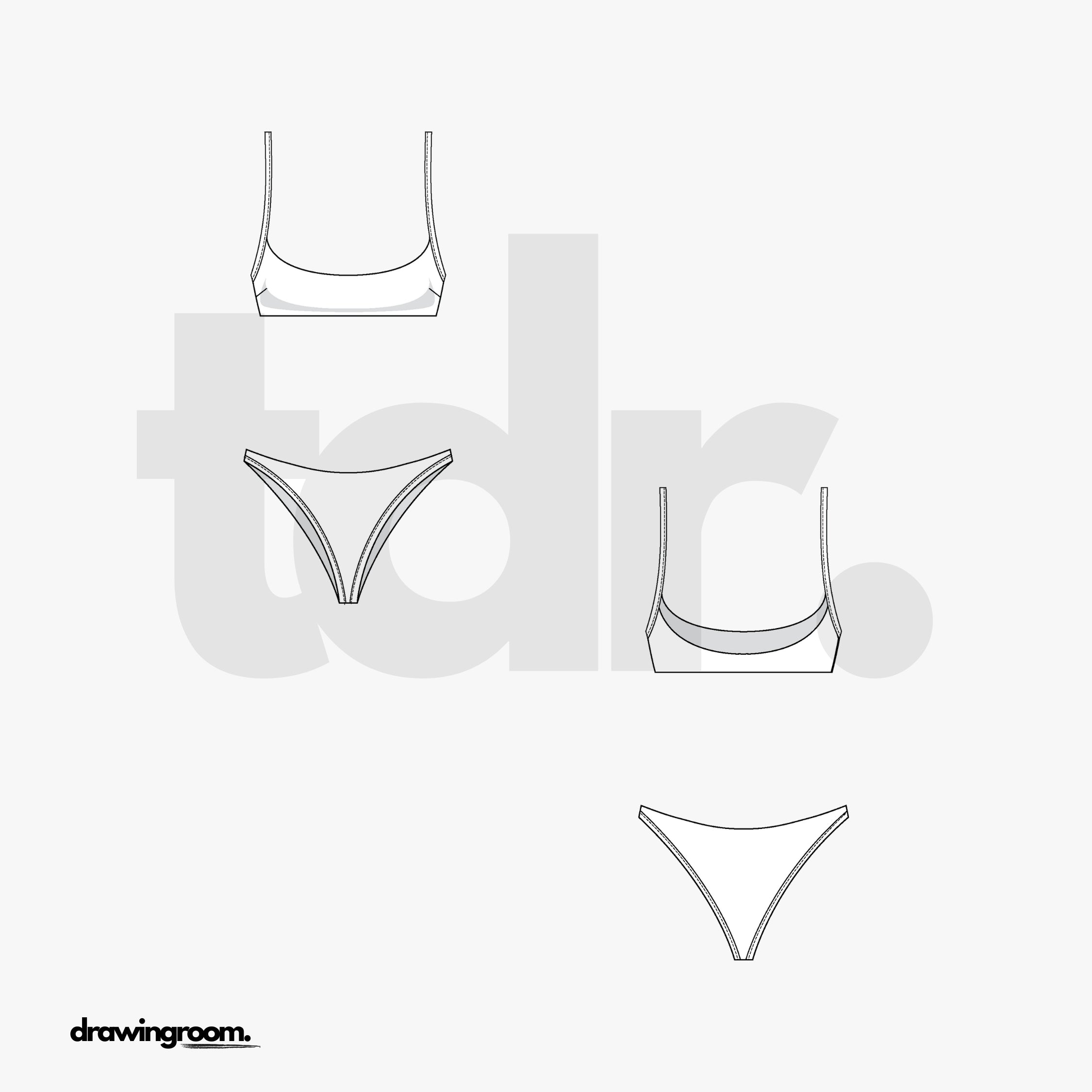 Spaghetti Strap Top Two Piece Swim Suit - Flat Mockup Vector