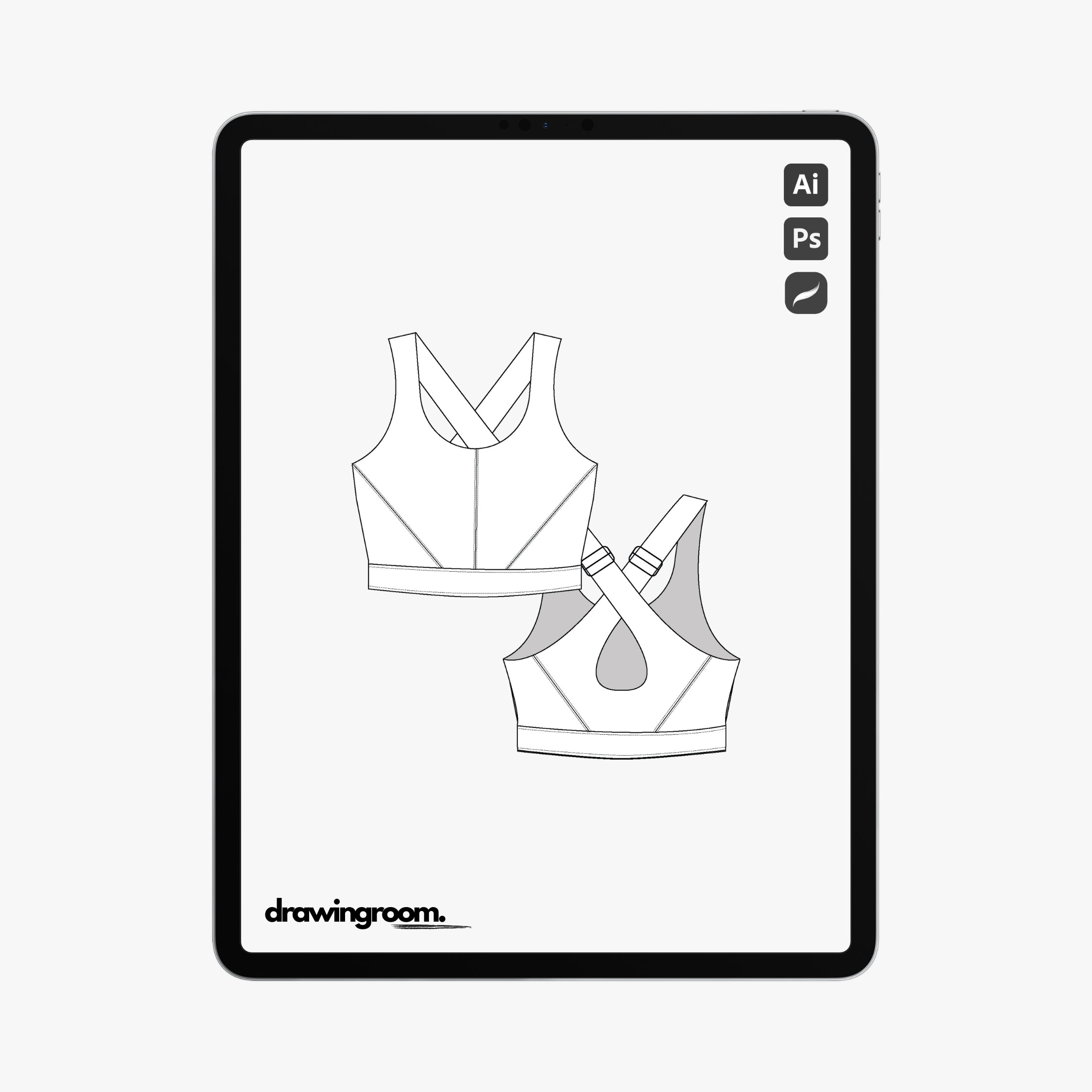 Sports Bra with Adjustable Strap - Flat Mockup Vector