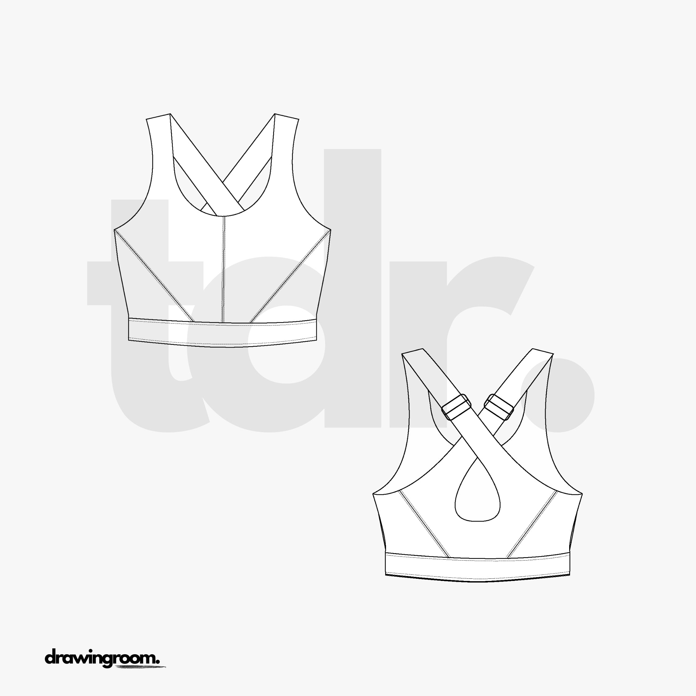 Sports Bra with Adjustable Strap - Flat Mockup Vector