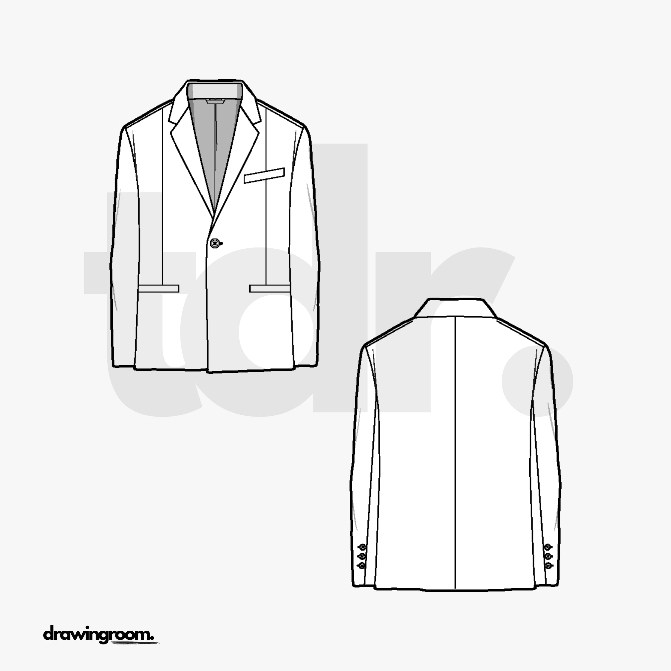 Straight Fit Blazer - Flat Mockup Vector