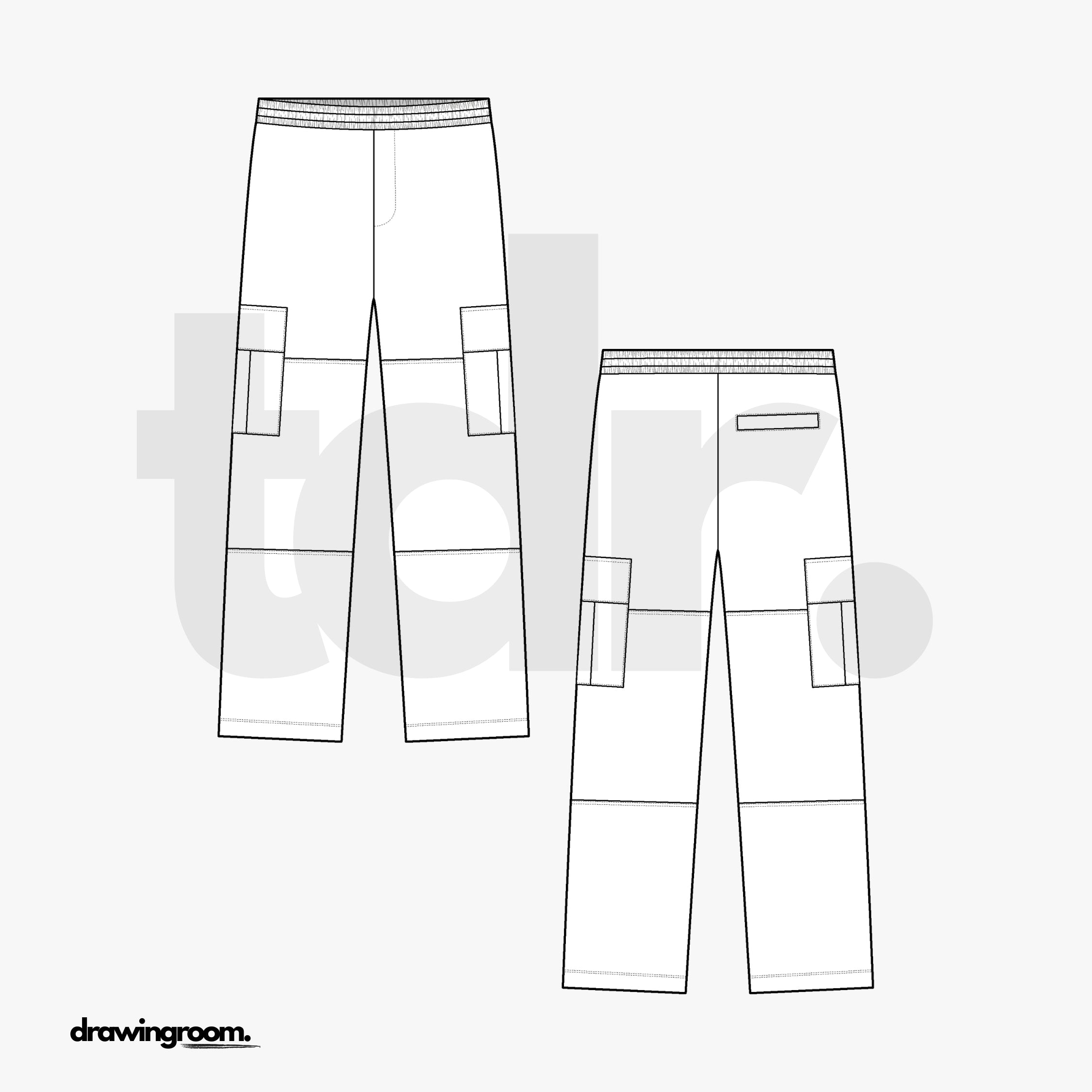 Straight Fit Cargo Sweat Pants - Flat Mockup Vector