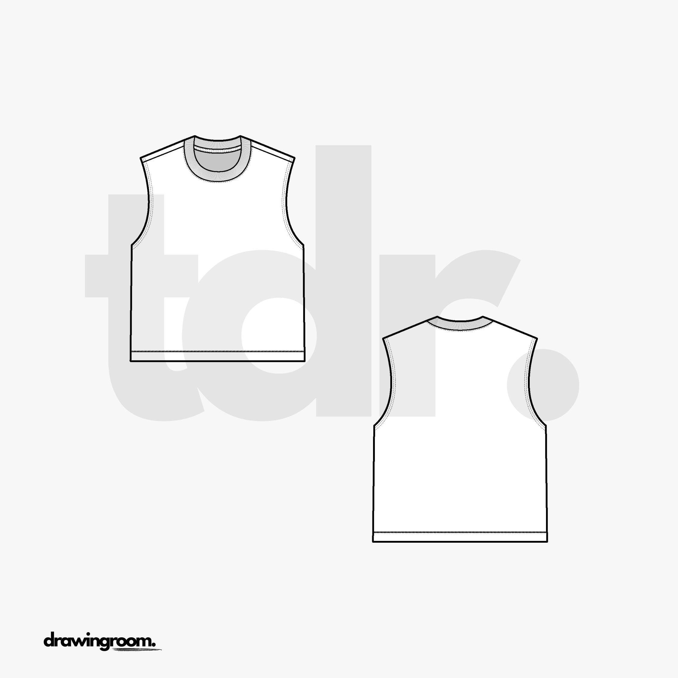 Straight Fit Crewneck Sleeveless Shirt - Flat Mockup Vector