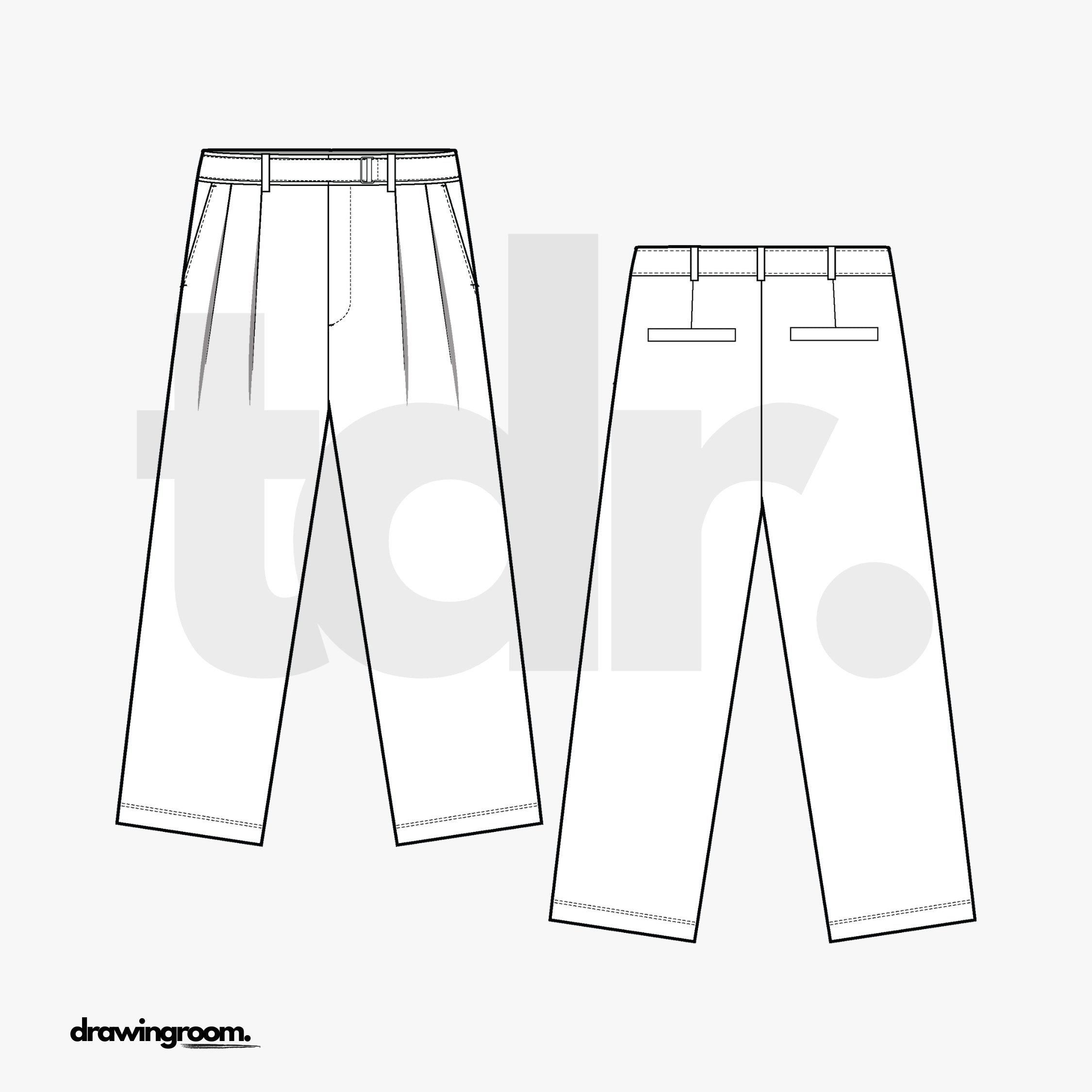 Straight Fit Cropped Trousers - Flat Mockup Vector