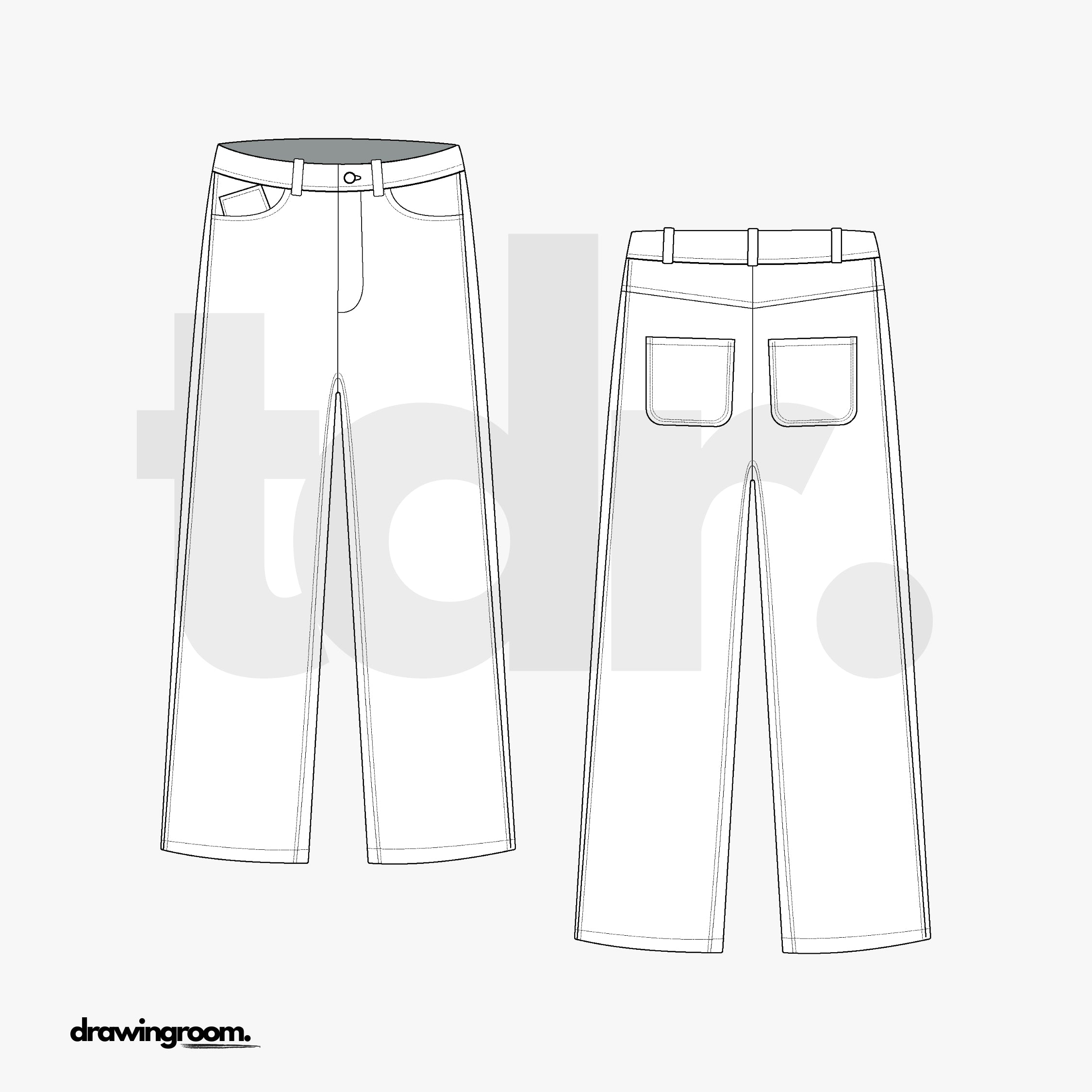 Straight Fit Jeans - Flat Mockup Vector