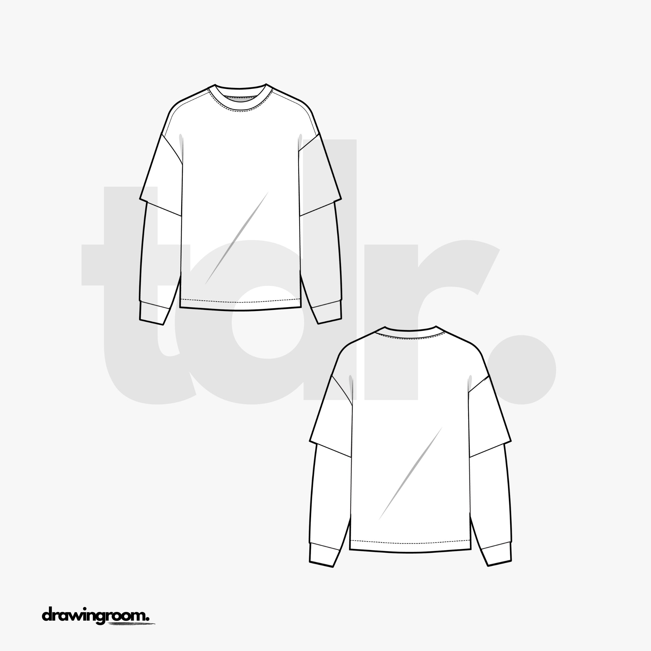 Straight Fit Layered T-Shirt - Flat Mockup Vector