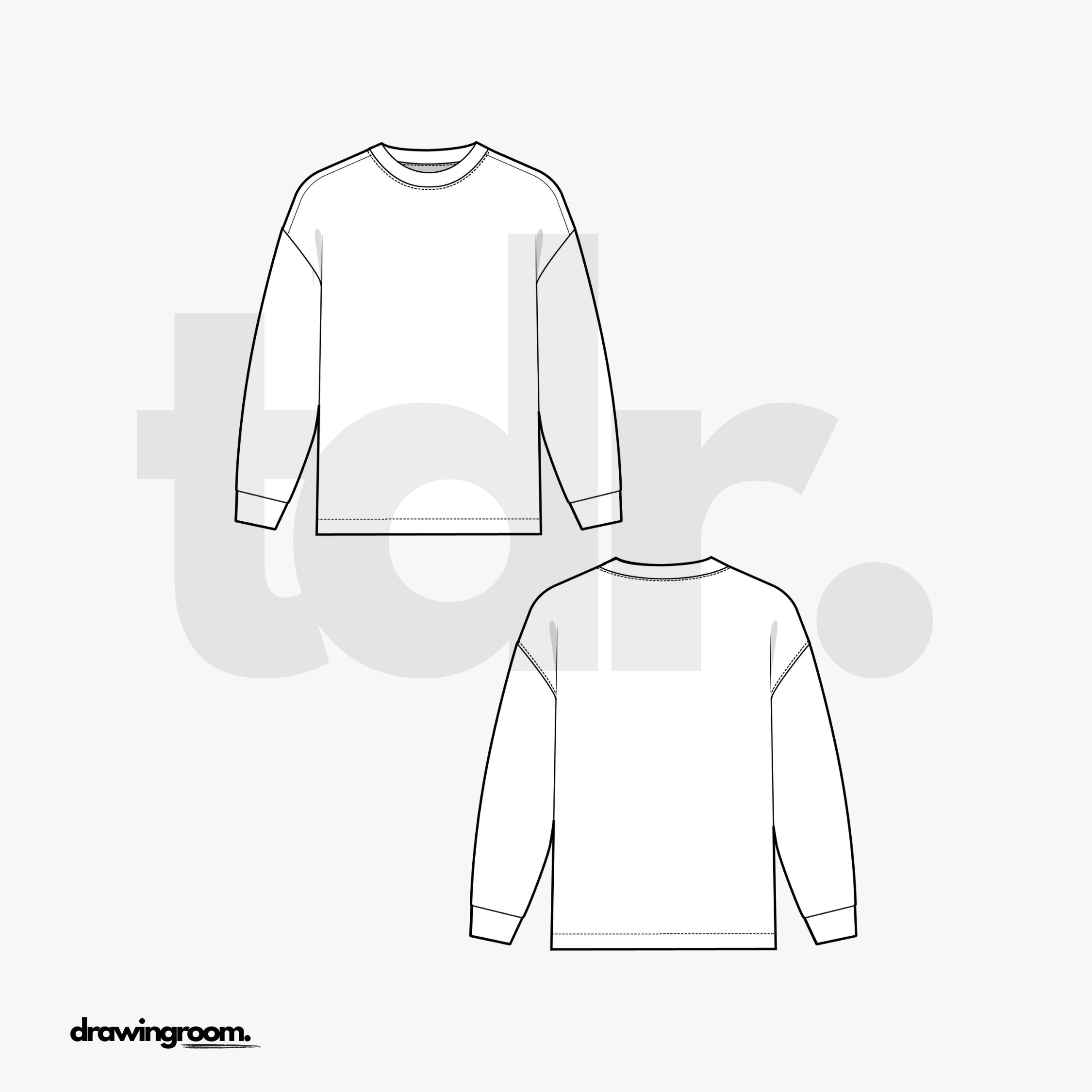 Straight Fit Long Sleeve T-Shirt - Flat Mockup Vector