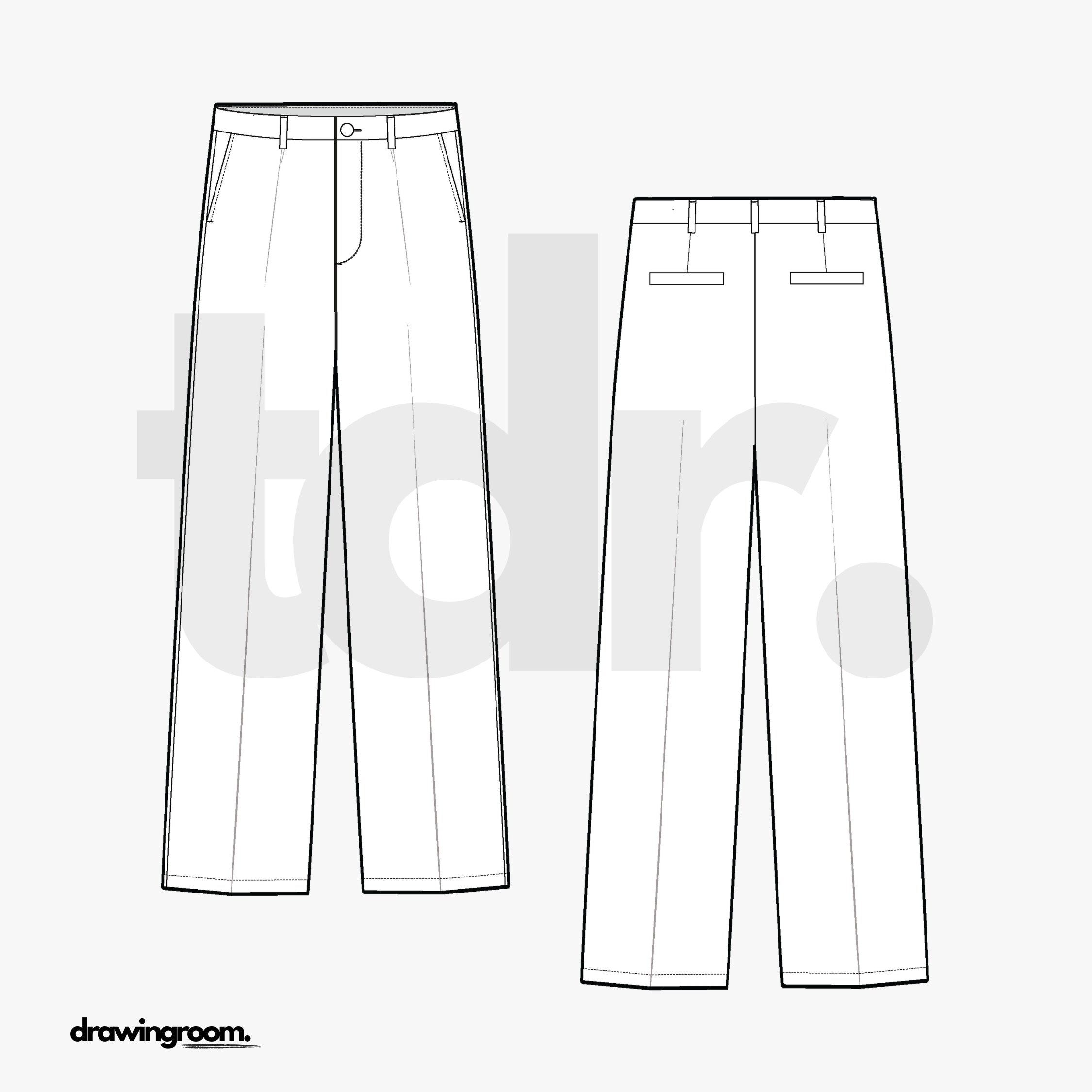 Straight Fit Pressed Trousers - Flat Mockup Vector