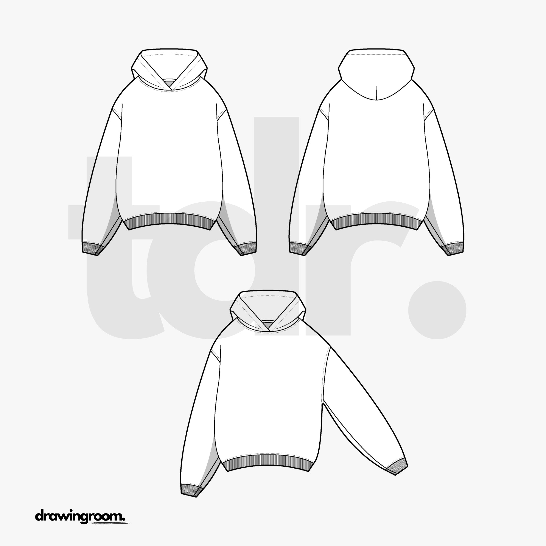 Straight Fit Pullover Hoodie - Flat Mockup Vector