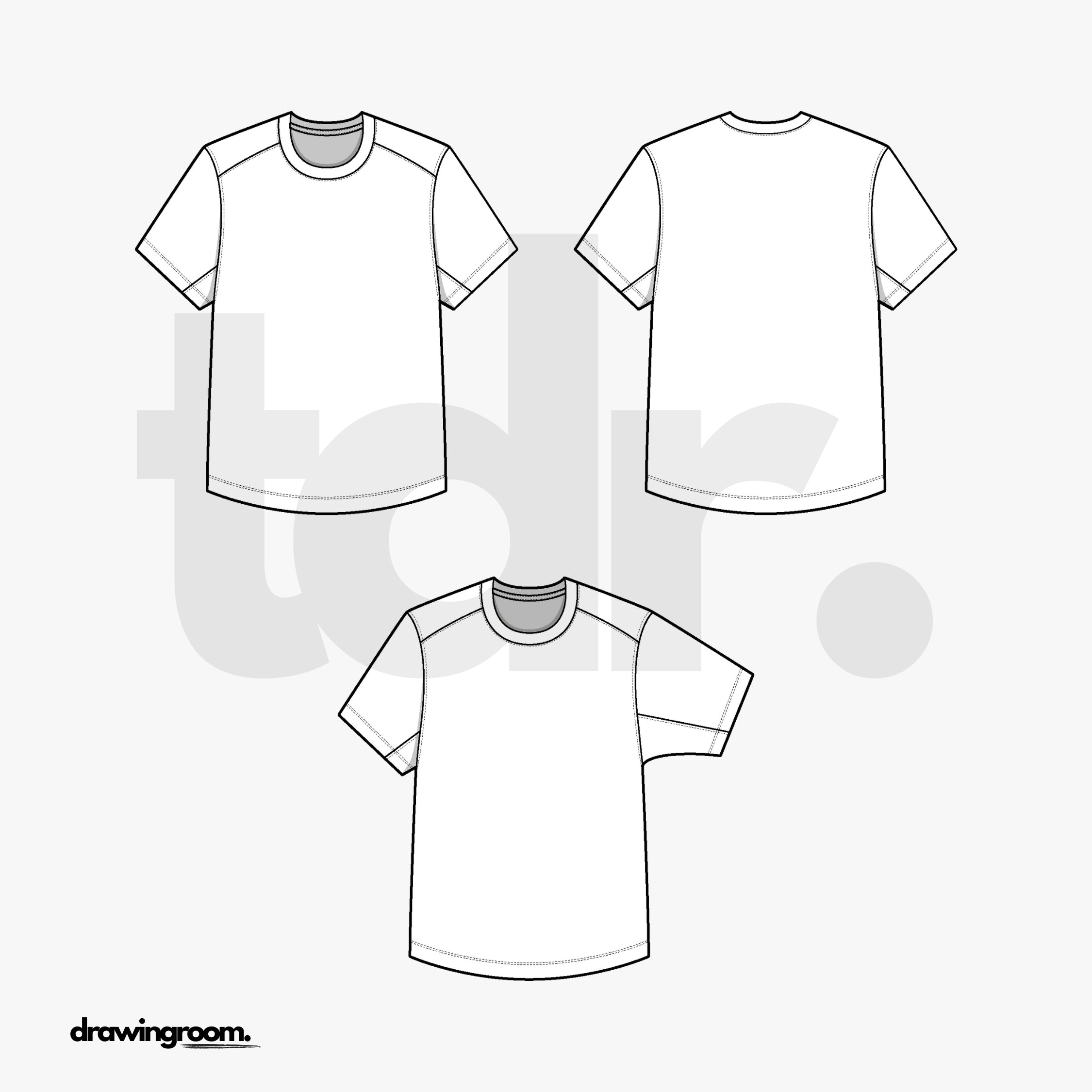 Straight Fit Short Sleeve Athletic T-Shirt - Flat Mockup Vector