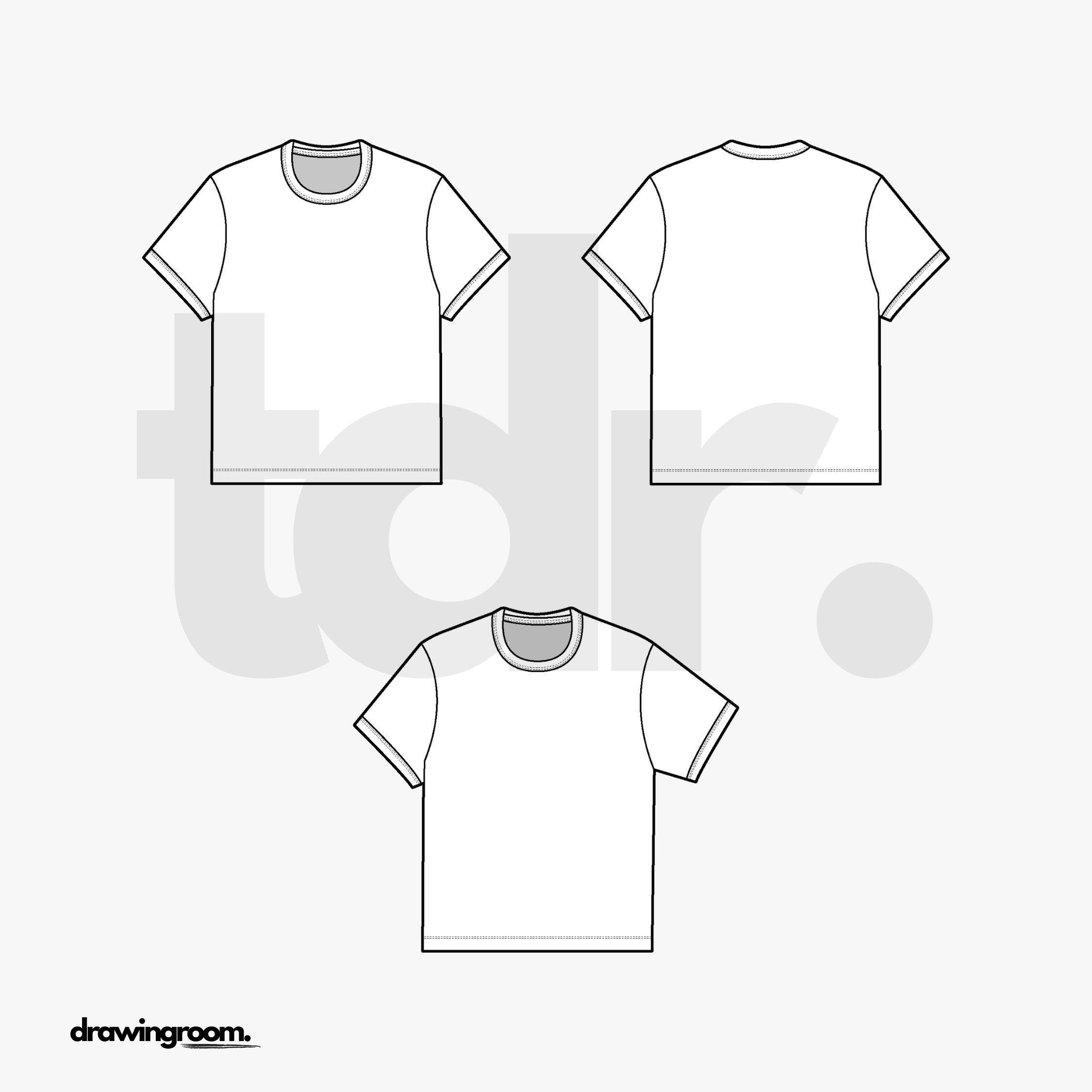 Straight Fit Short Sleeve T-Shirt - Flat Mockup Vector