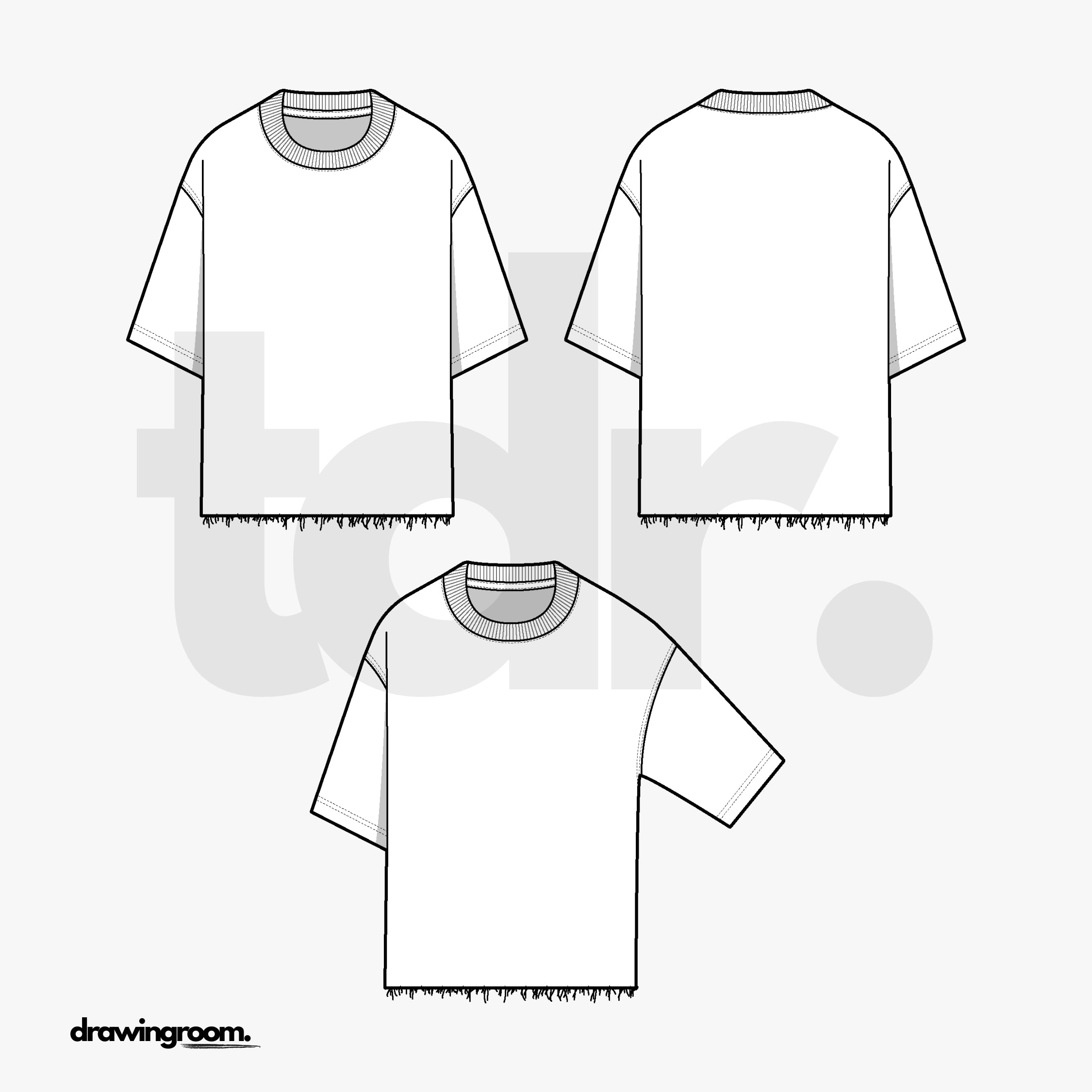 Straight Fit Short Sleeve T-Shirt with Raw Hem - Flat Mockup Vector