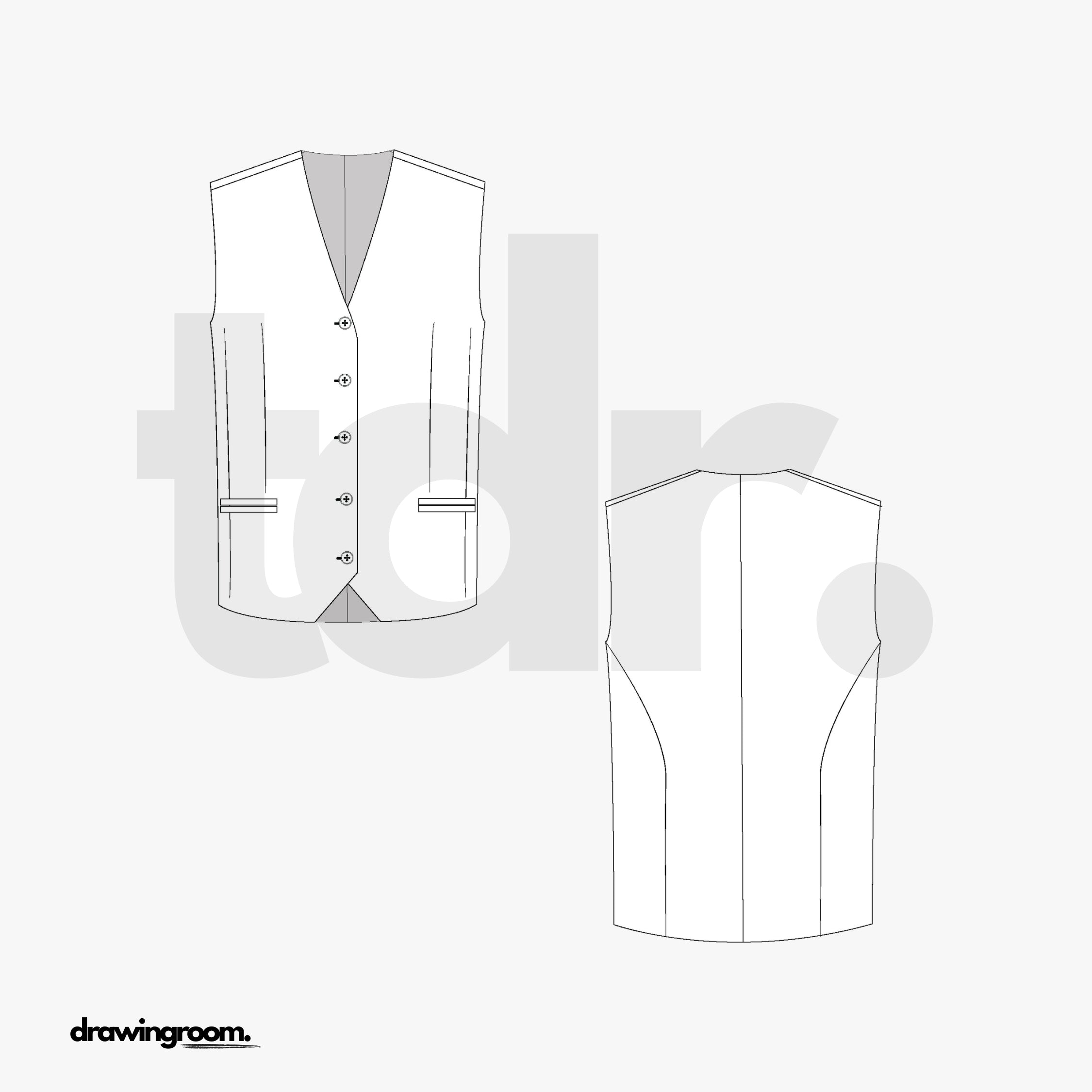 Straight Fit Suit Vest - Flat Mockup Vector