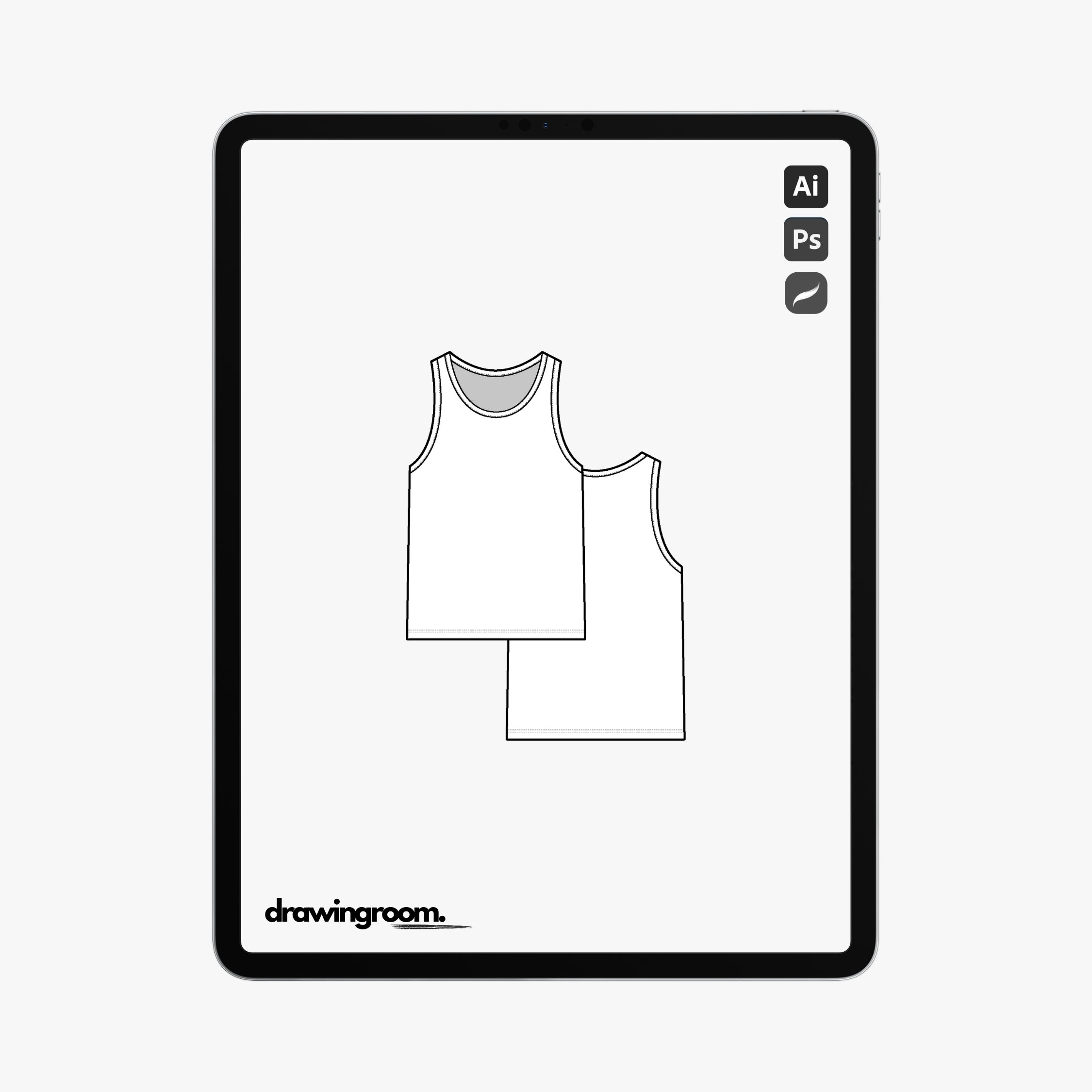 Straight Fit Tank Top - Flat Mockup Vector