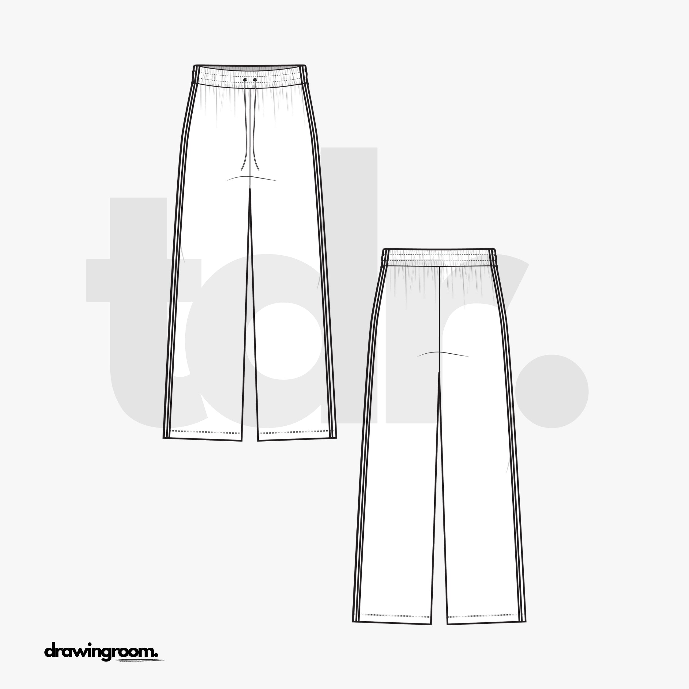 Straight Fit Track Pants - Flat Mockup Vector