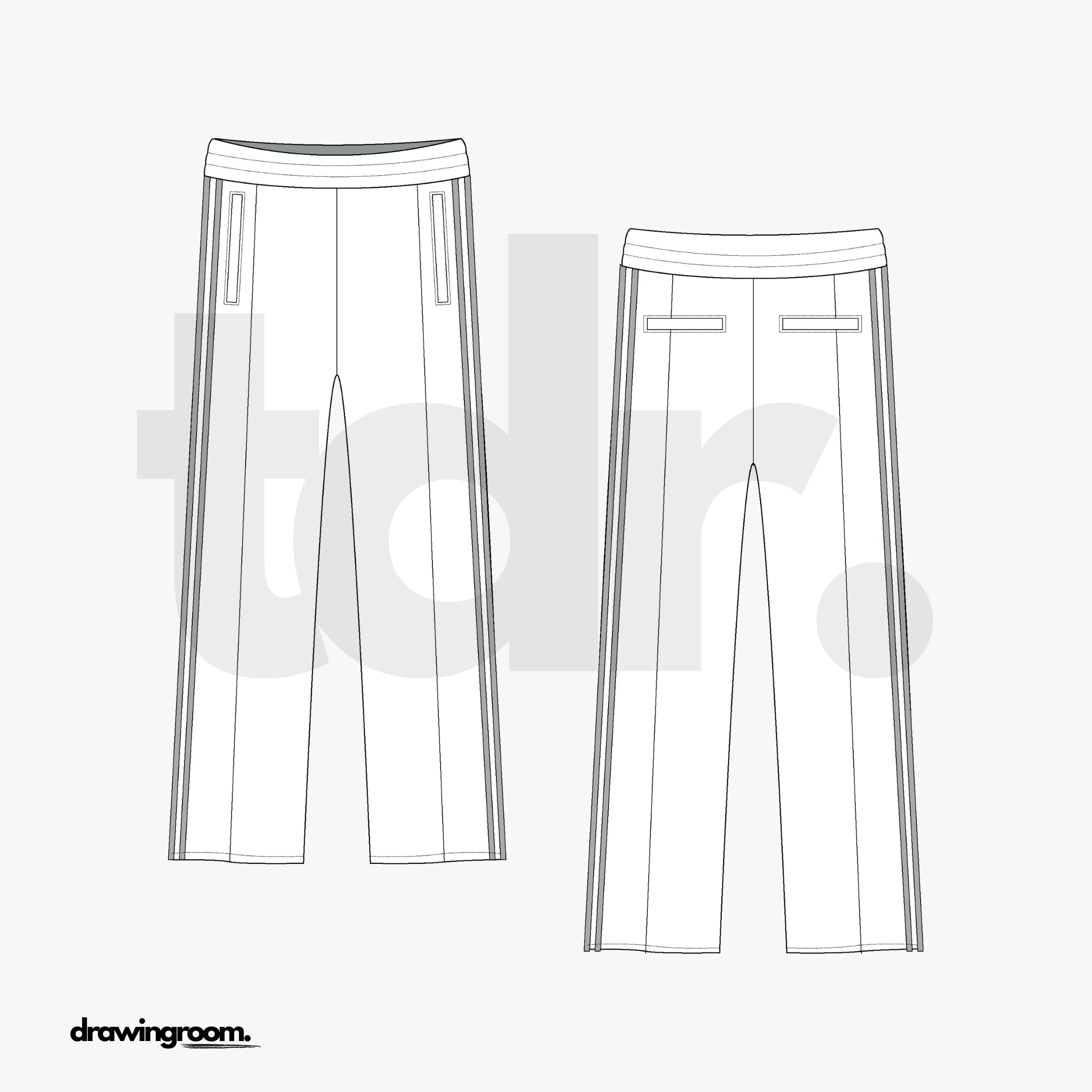 Straight Fit Track Pant with Contrasting Side Trim - Flat Mockup Vector