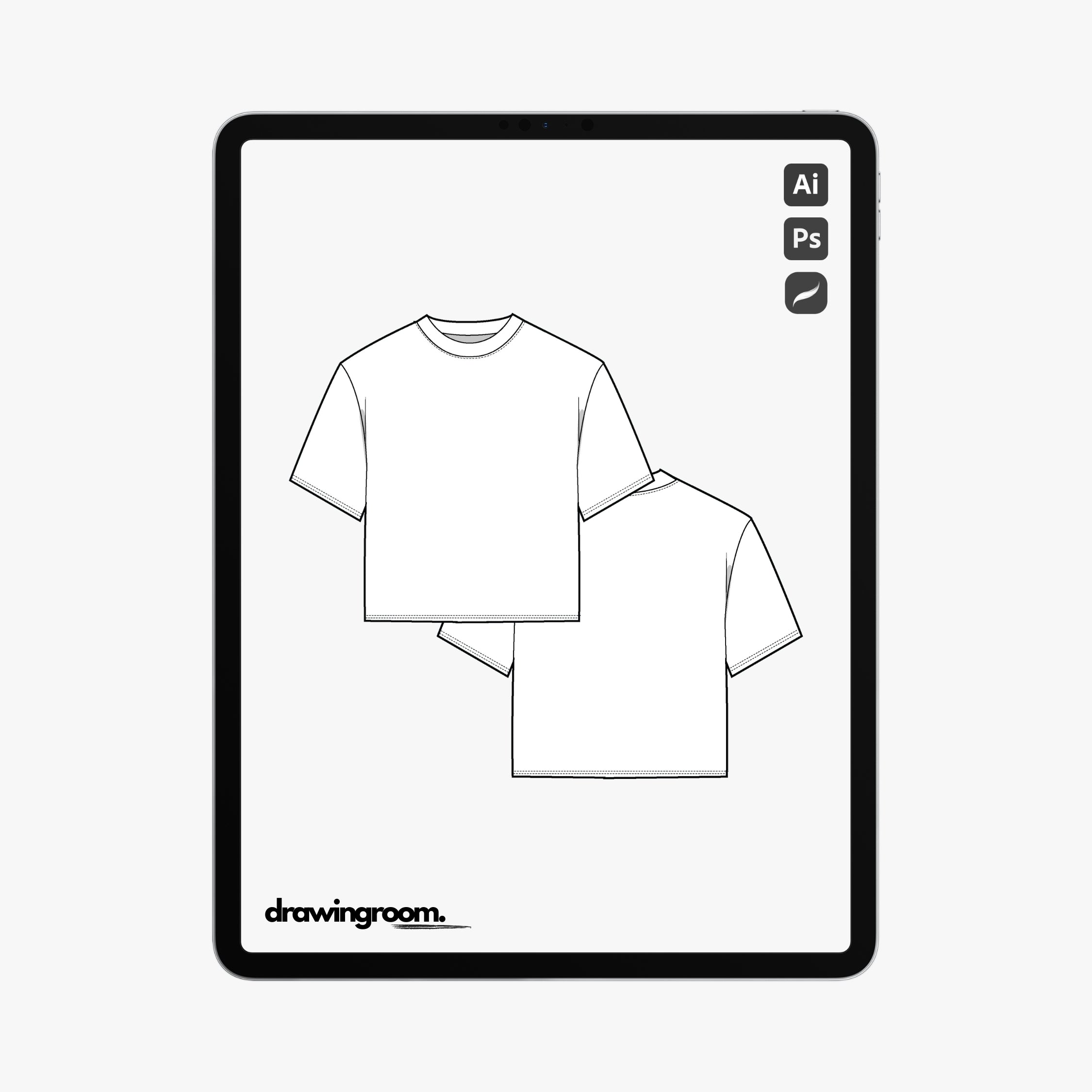 Straight Fit Ultra Cropped Short Sleeve T-Shirt - Flat Mockup Vector