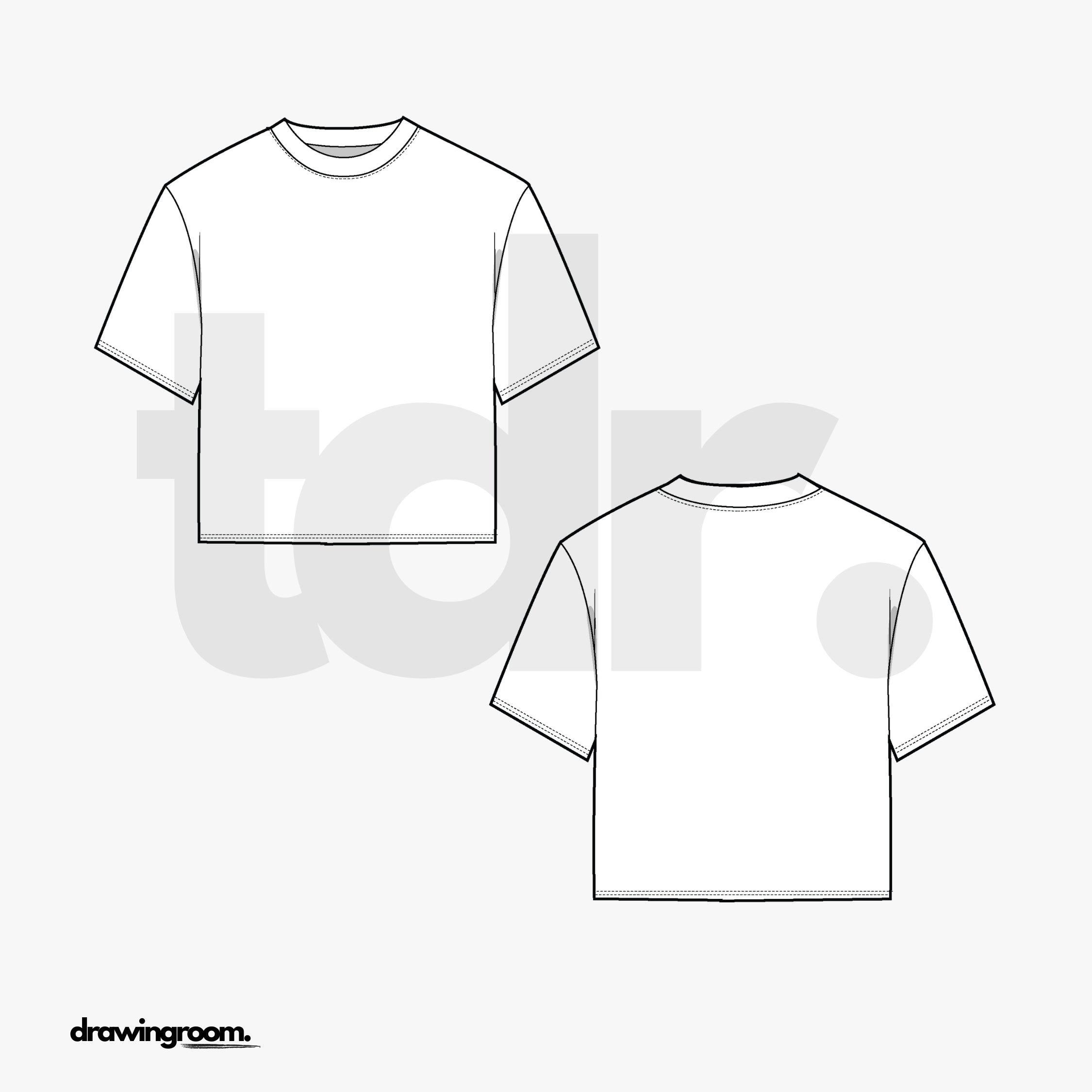 Straight Fit Ultra Cropped Short Sleeve T-Shirt - Flat Mockup Vector