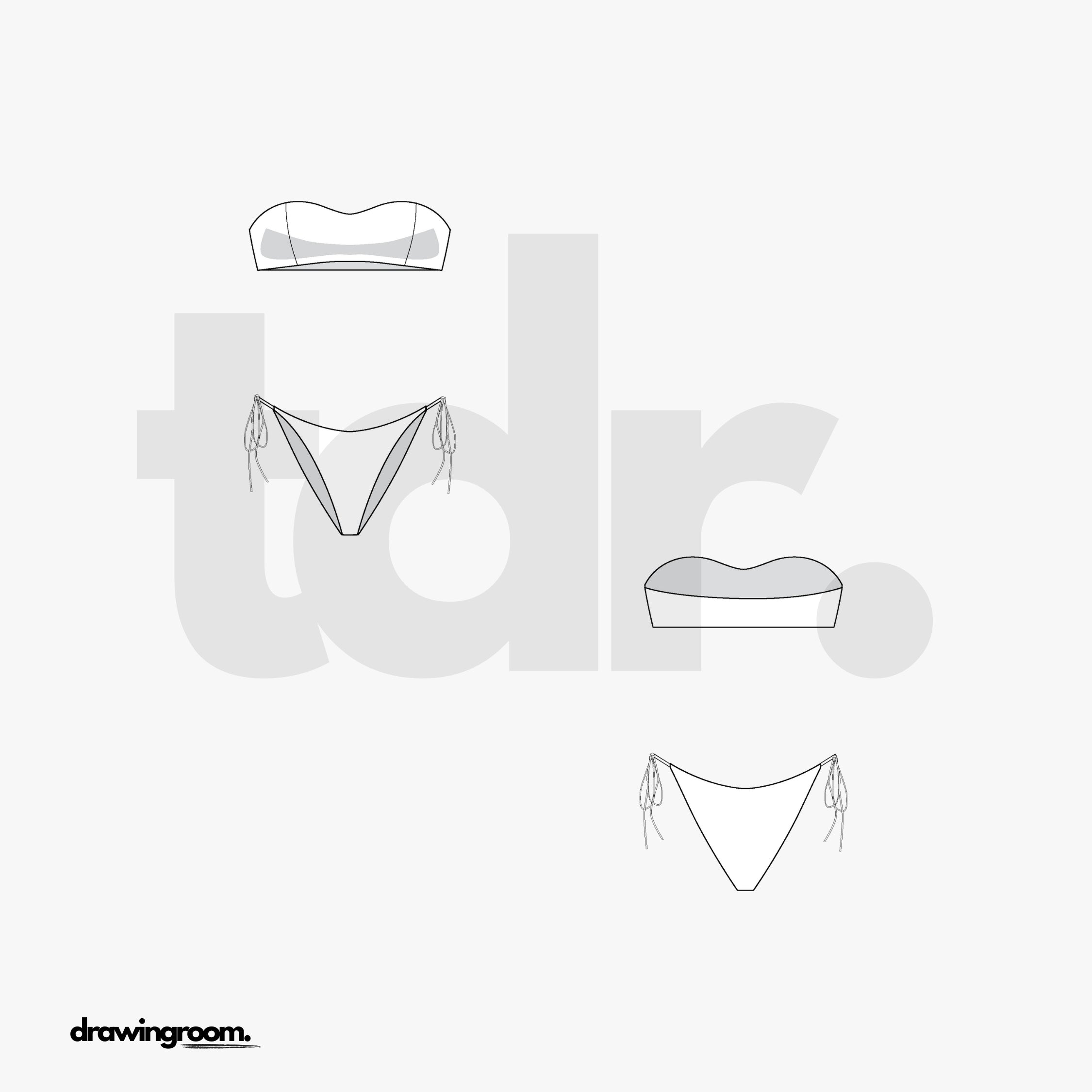 Strapless Sweetheart Top Two Piece Swim Suit - Flat Mockup Vector