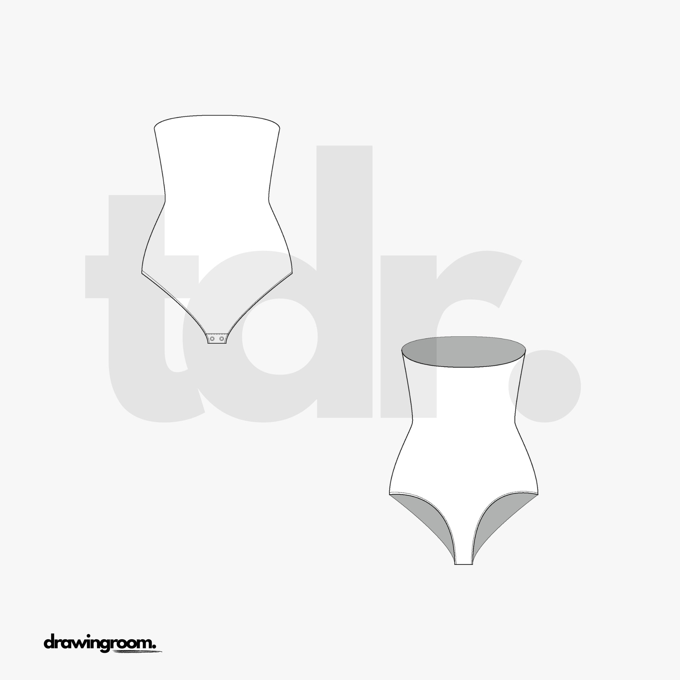 Strapless Thong Body Suit - Flat Mockup Vector