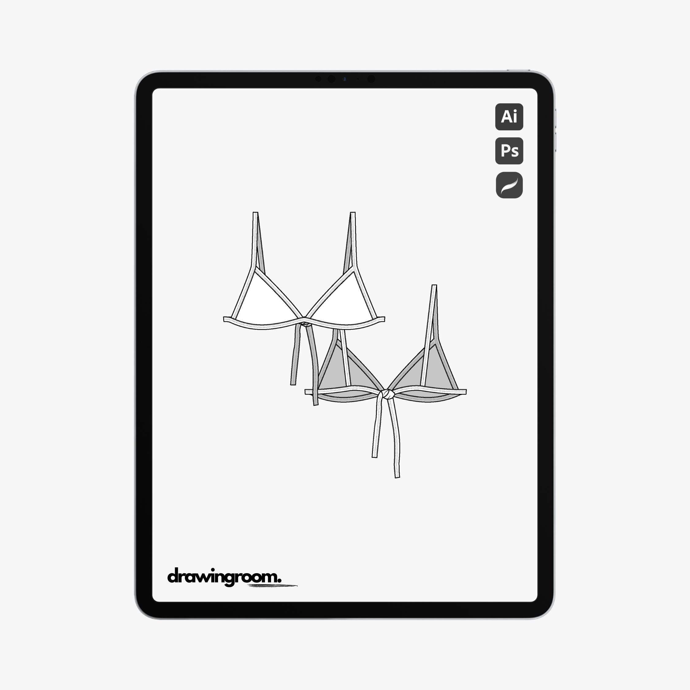 Strap Triangle Bikini Top - Flat Mockup Vector