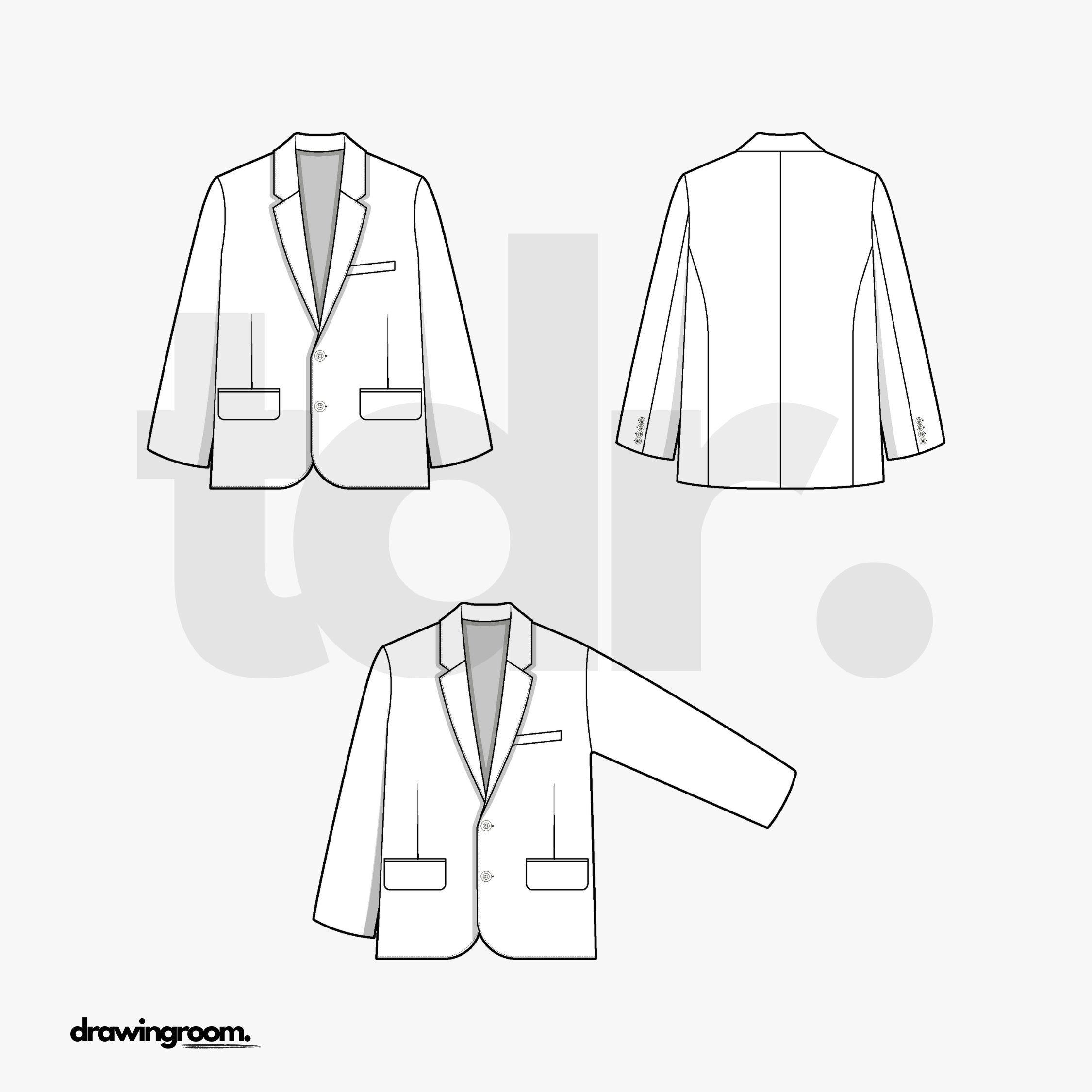 Tailored Fit Blazer - Flat Mockup Vector