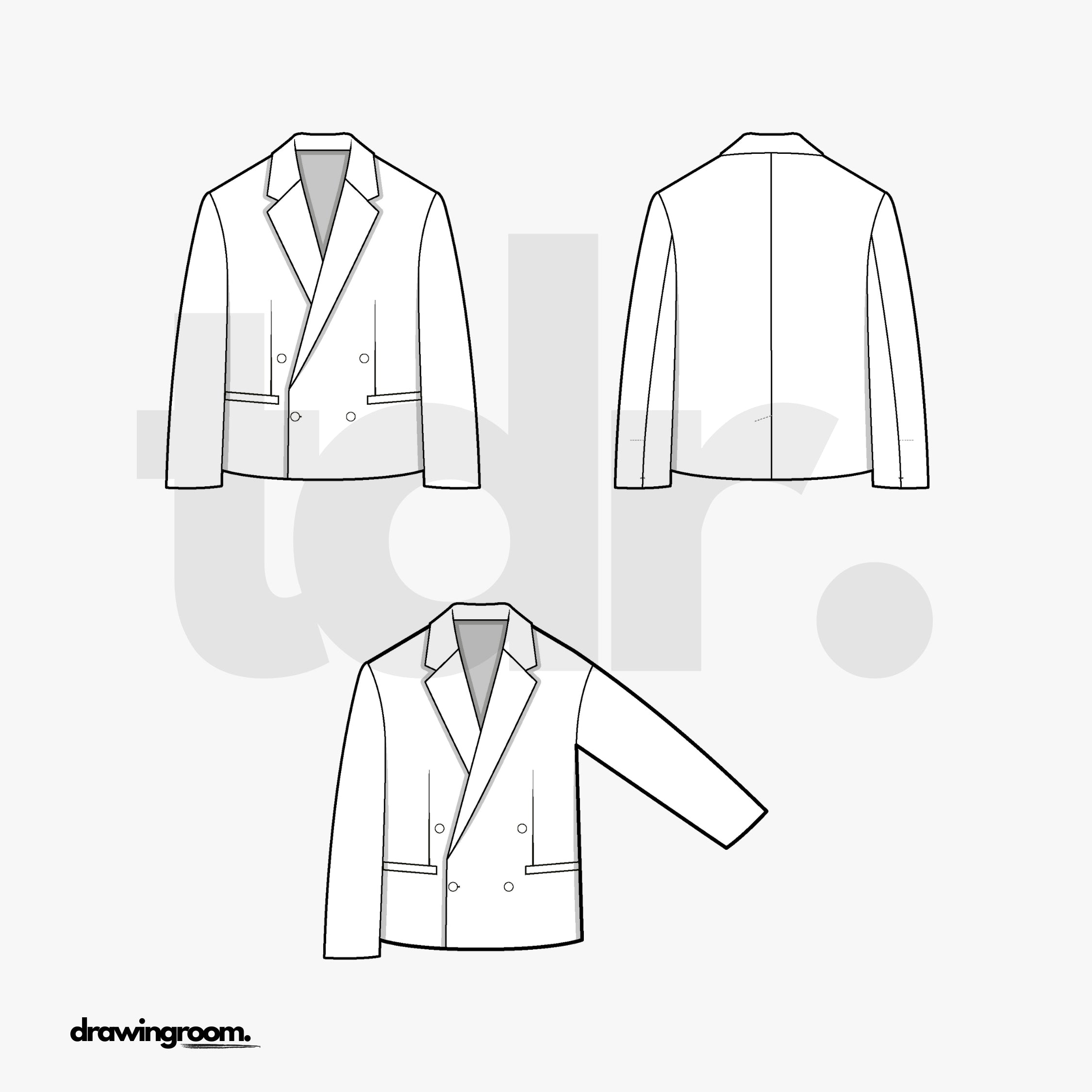 Tailored Fit Cropped Blazer - Flat Mockup Vector