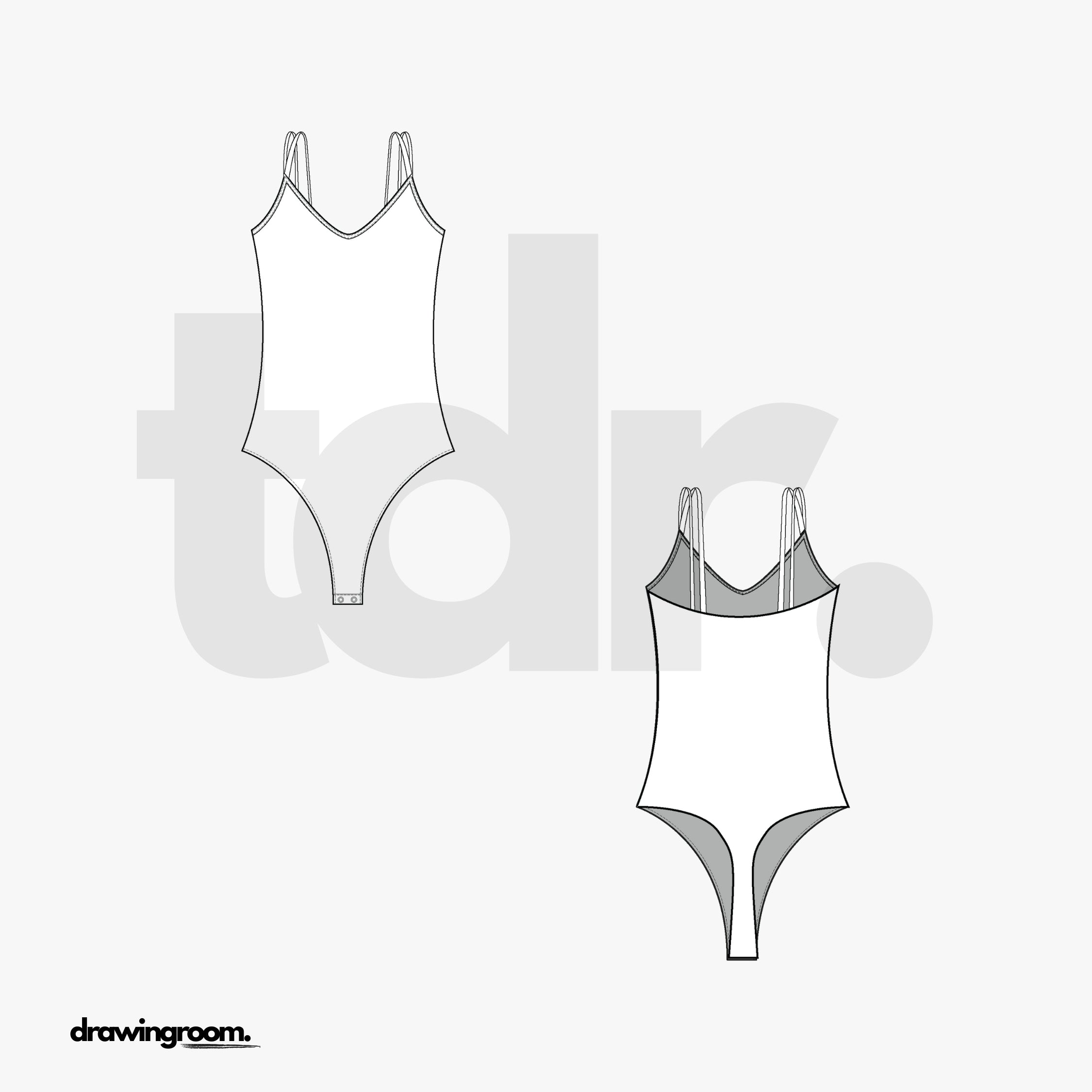 Tank Thong Body Suit - Flat Mockup Vector