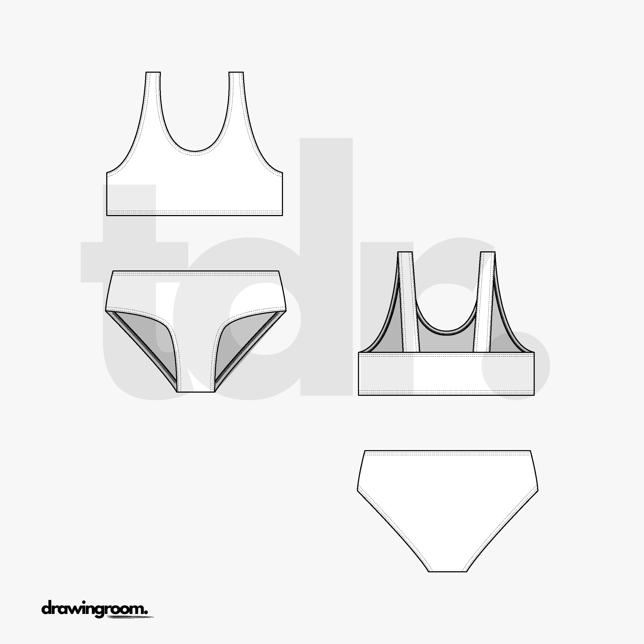 Tank Top Two Piece Swim Suit - Flat Mockup Vector