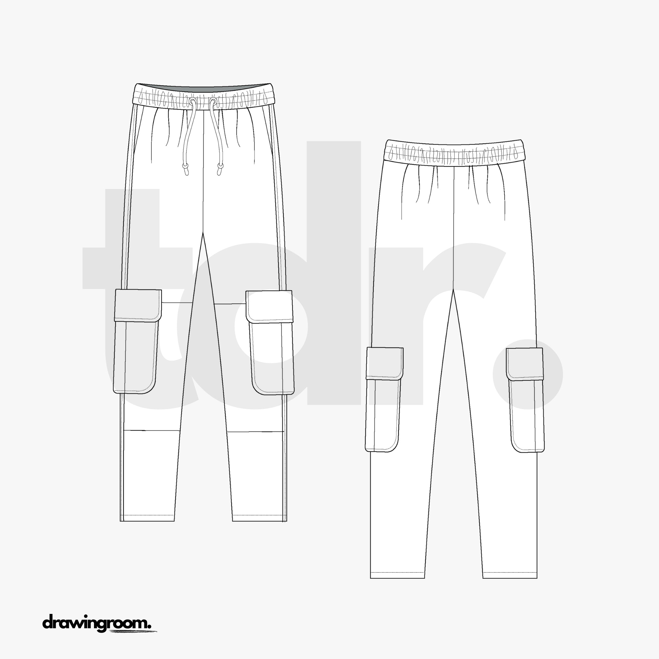 Tapered Cargo Pants - Flat Mockup Vector