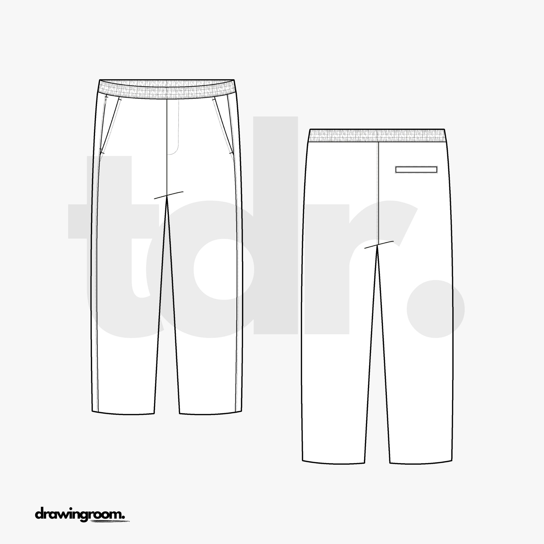 Tapered Fit Cropped Pants with One Back Welt Pocket - Flat Mockup Vector