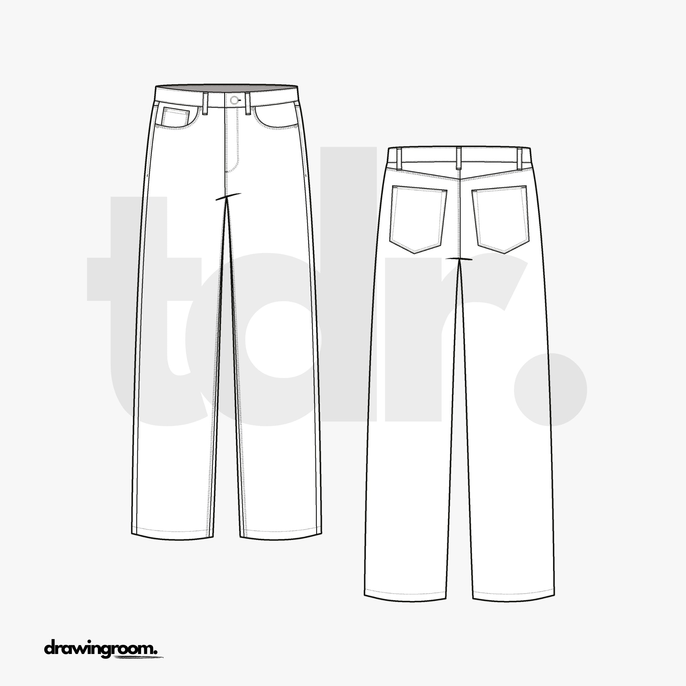 Tapered Fit Jeans - Flat Mockup Vector