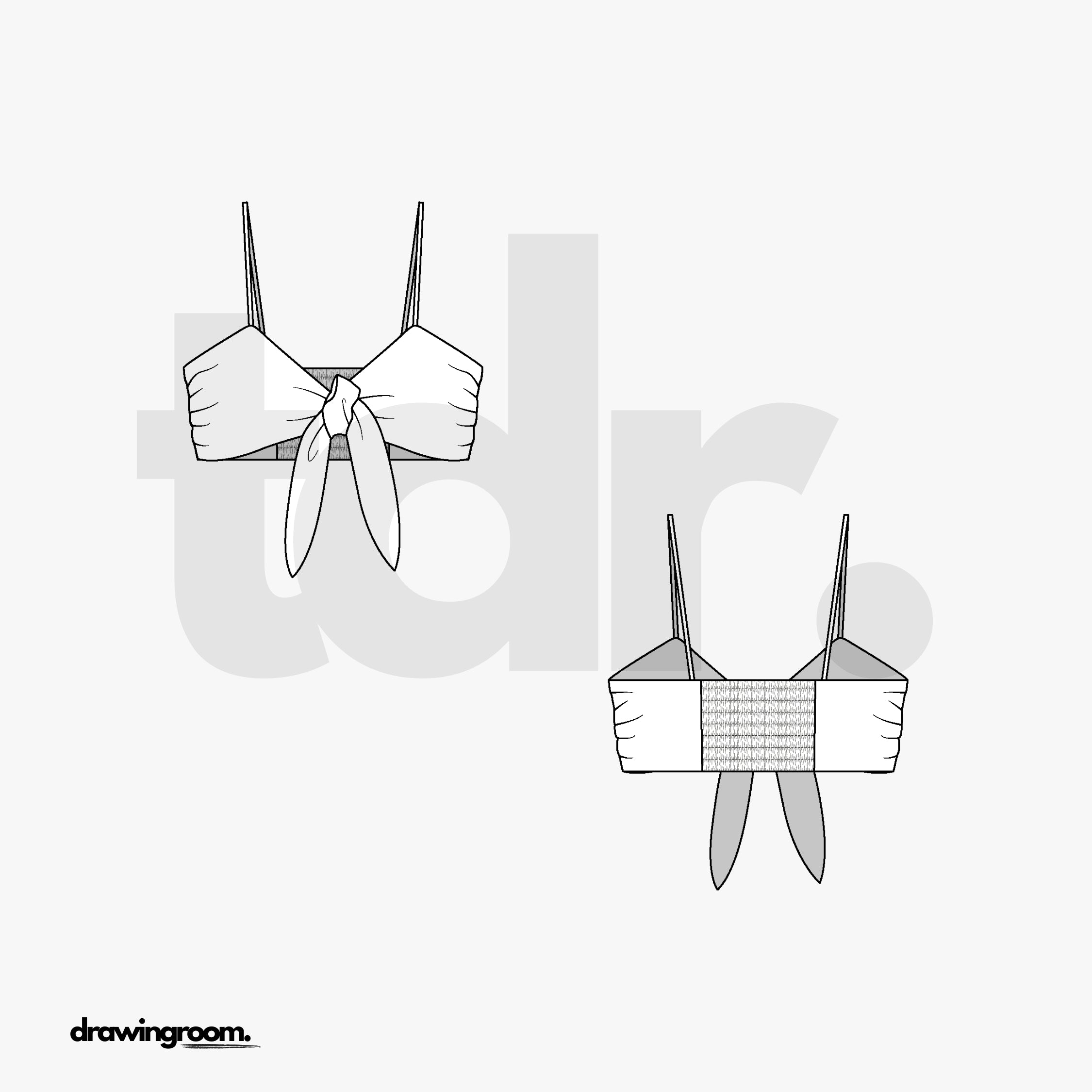 Tie Front Bikini Top - Flat Mockup Vector