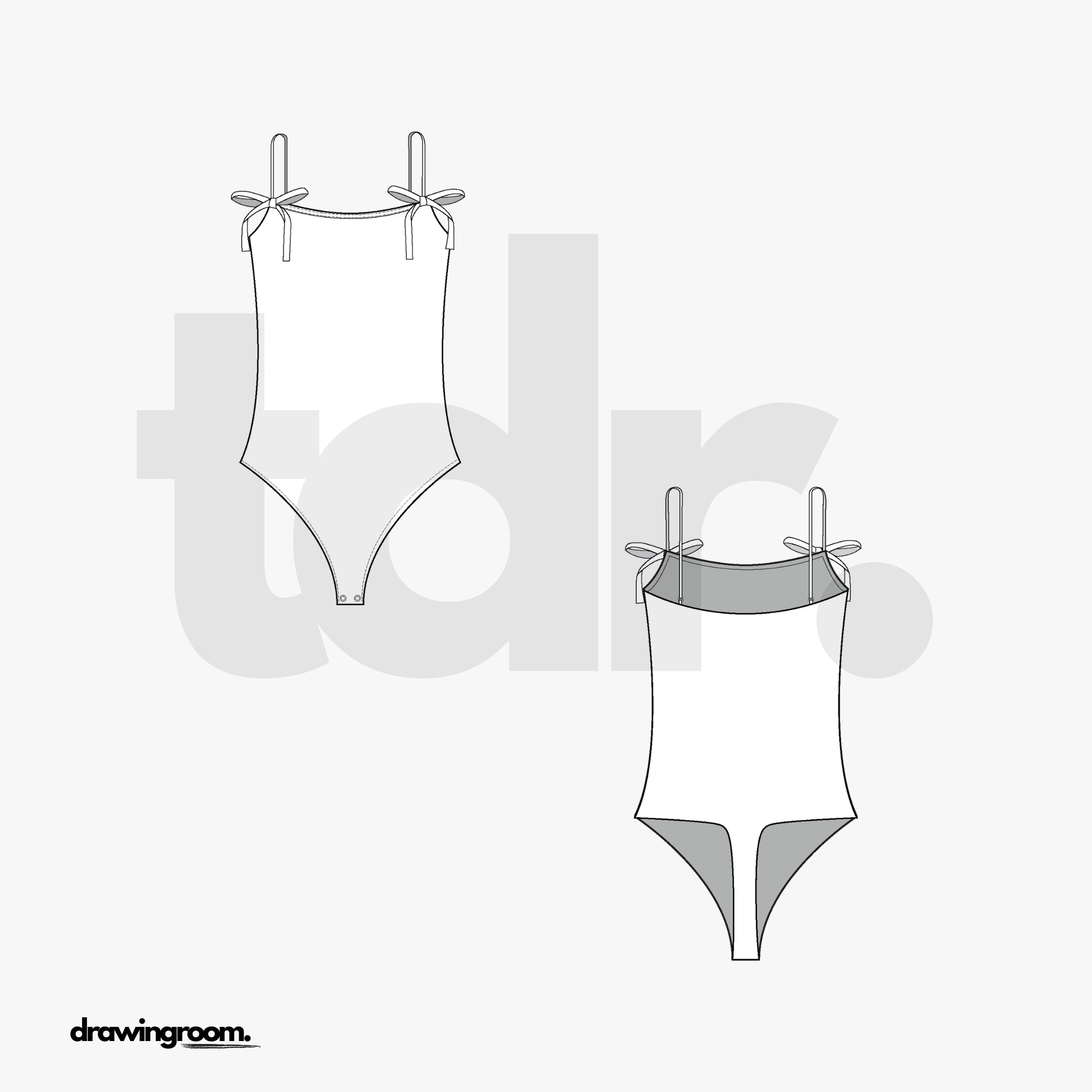 Tie Tank Thong Body Suit - Flat Mockup Vector