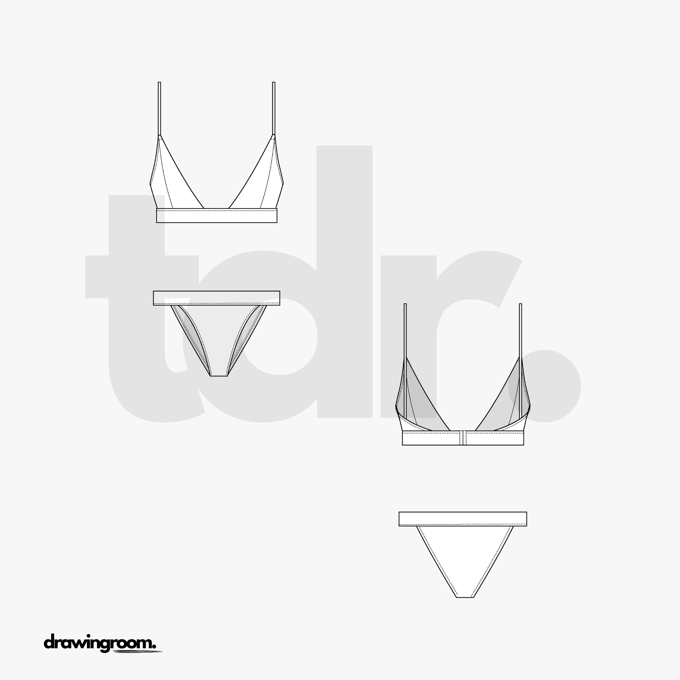 Triangle Top Two Piece Swim Suit - Flat Mockup Vector