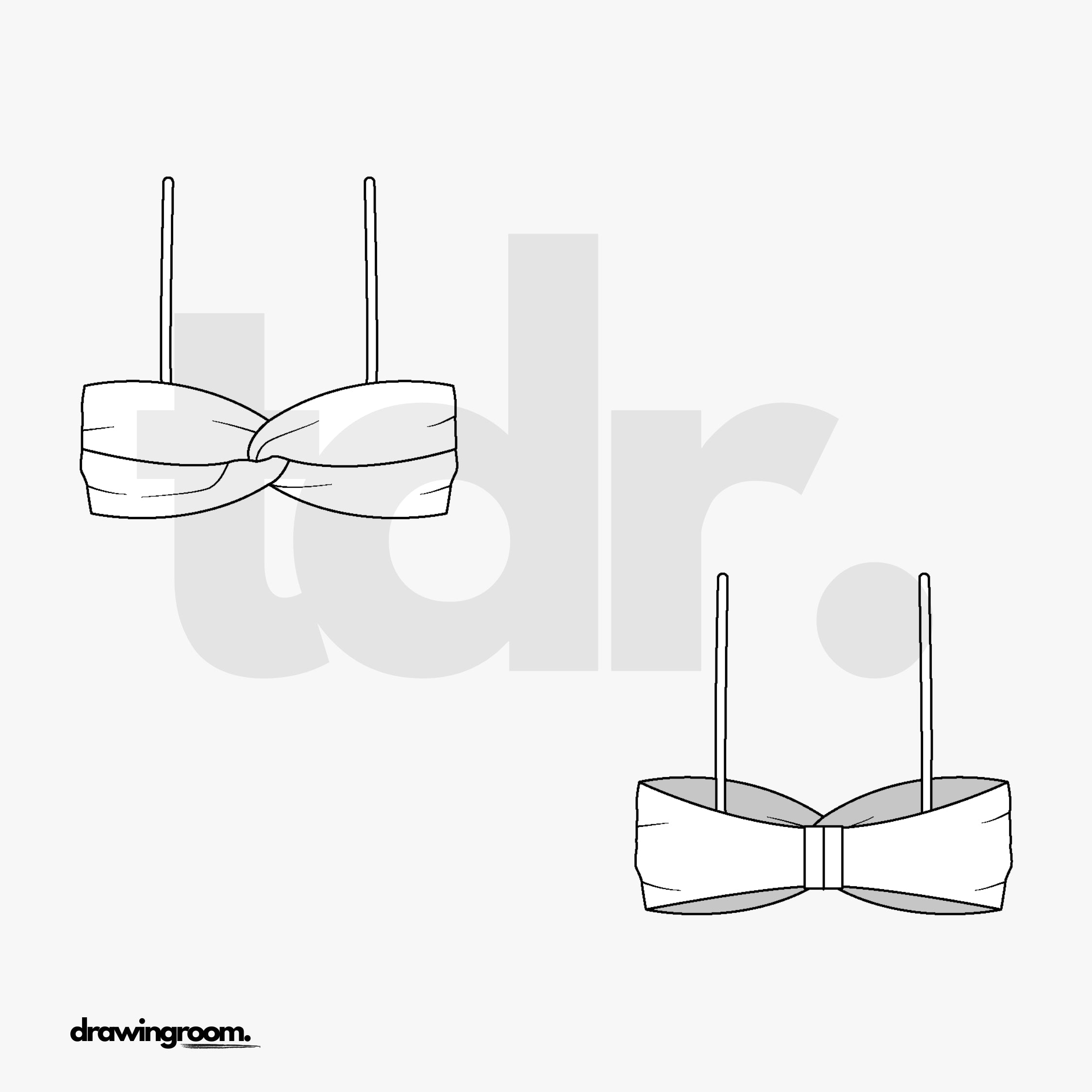 Twist Front Bandeau Bikini Top - Flat Mockup Vector