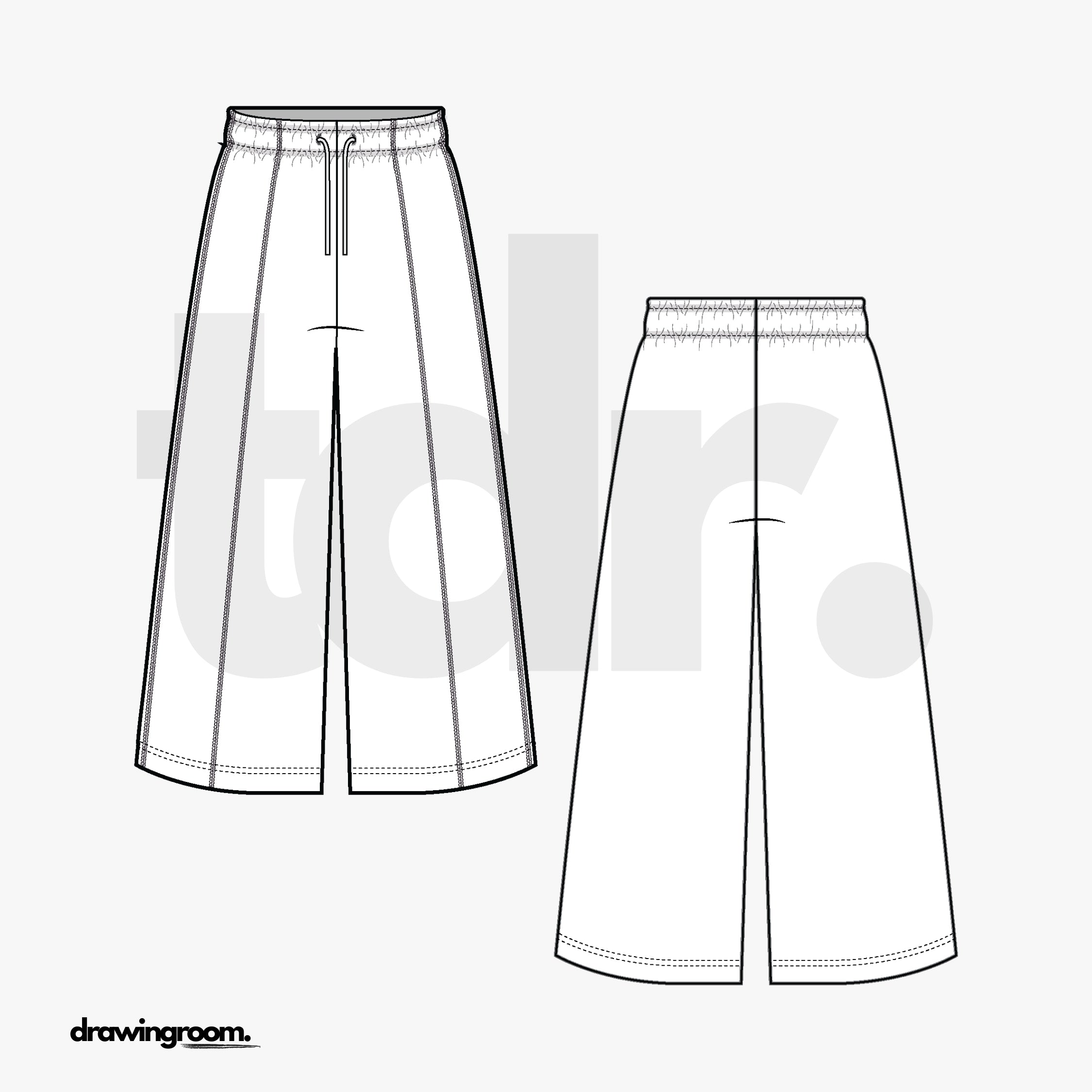 Ultra Wide Leg Sweat Pants - Flat Mockup Vector