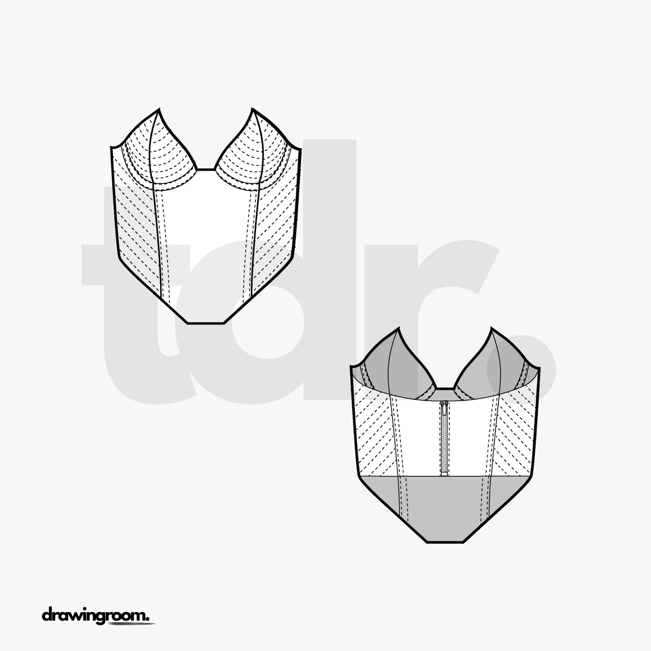 Zip Up Back Corset - Flat Mockup Vector