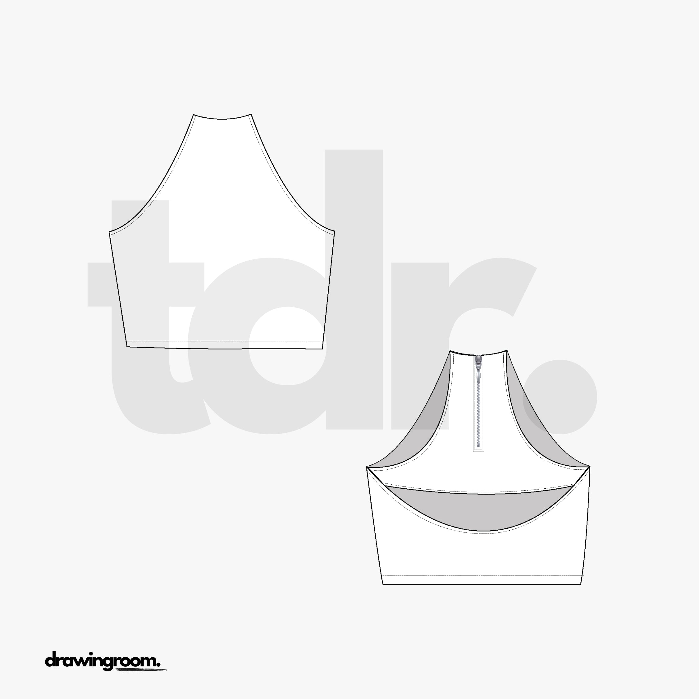 Zipper Back Sports Bra - Flat Mockup Vector